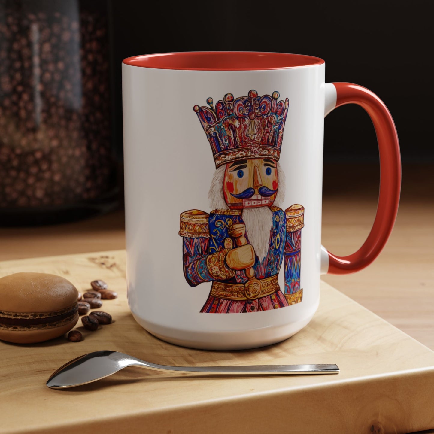 Nutcracker Two Tone Ceramic Coffee Mug - Festive Drinkware - Blue Cava