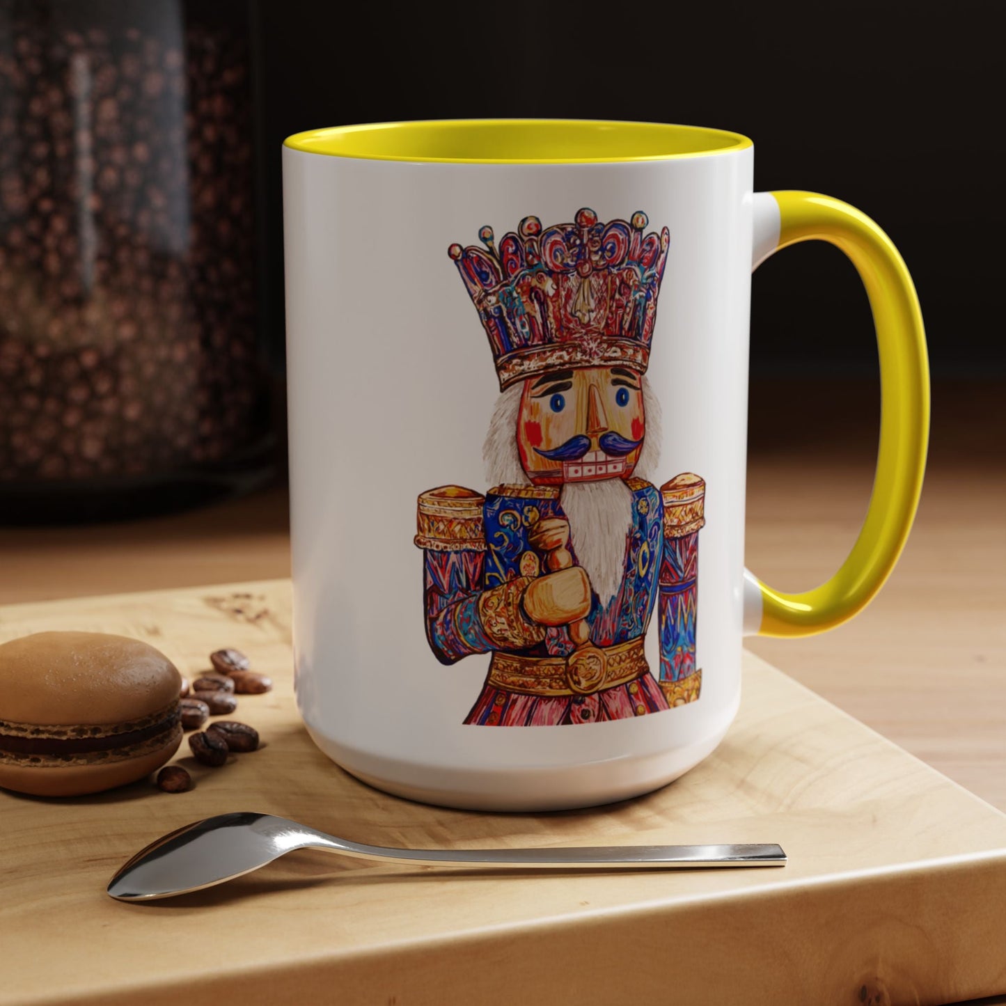 Nutcracker Two Tone Ceramic Coffee Mug - Festive Drinkware - Blue Cava