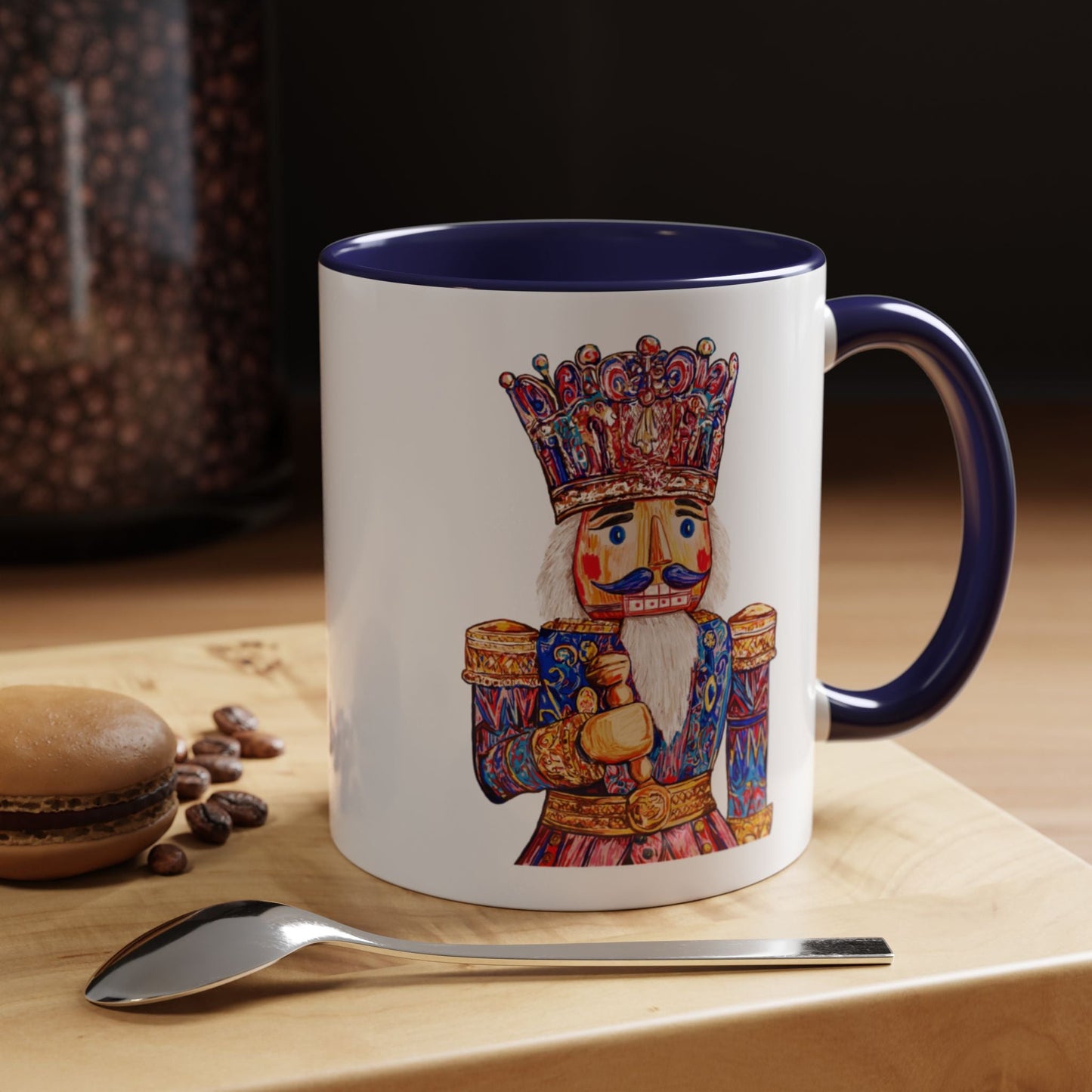 Nutcracker Two Tone Ceramic Coffee Mug - Festive Drinkware - Blue Cava