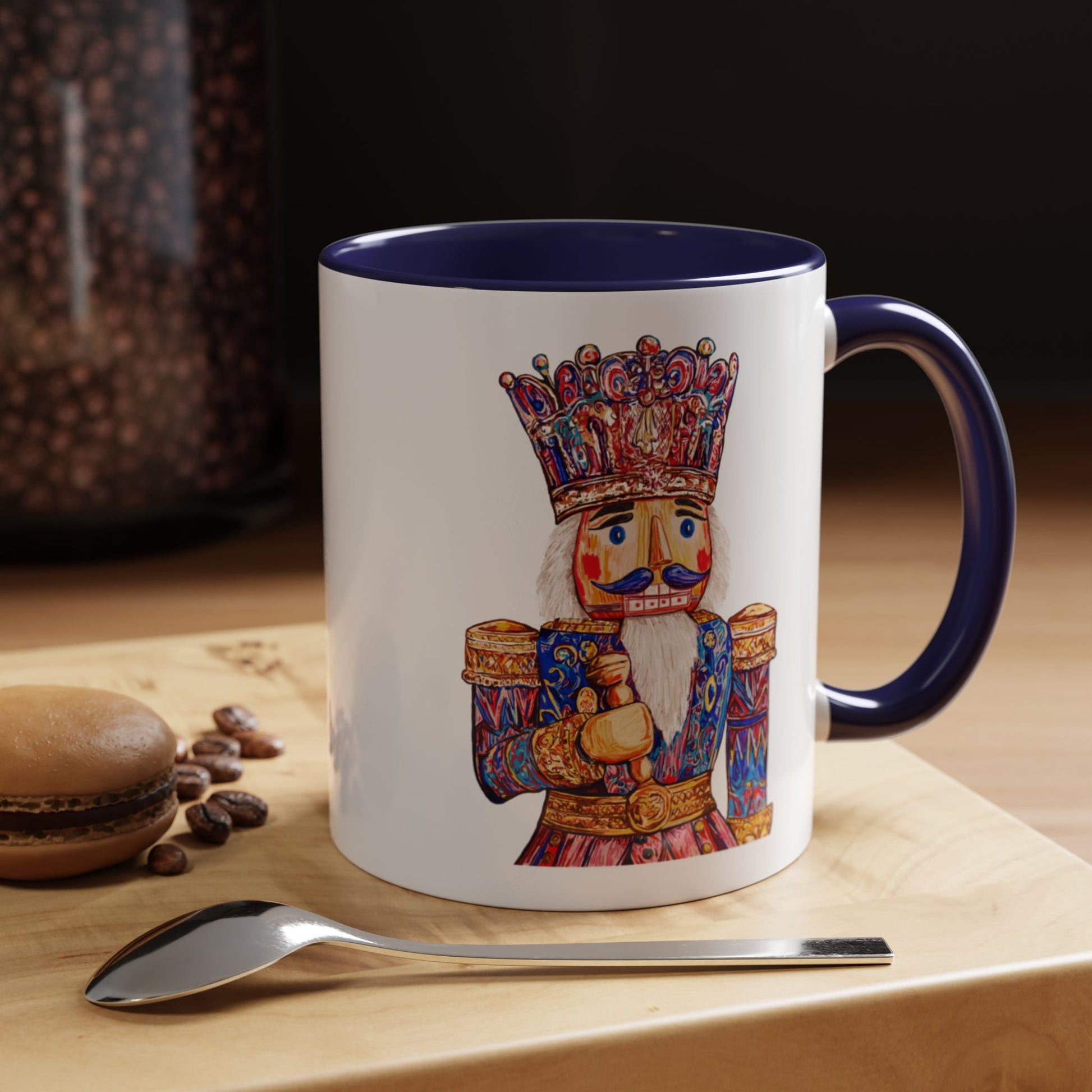 Nutcracker Two Tone Ceramic Coffee Mug - Festive Drinkware - Blue Cava