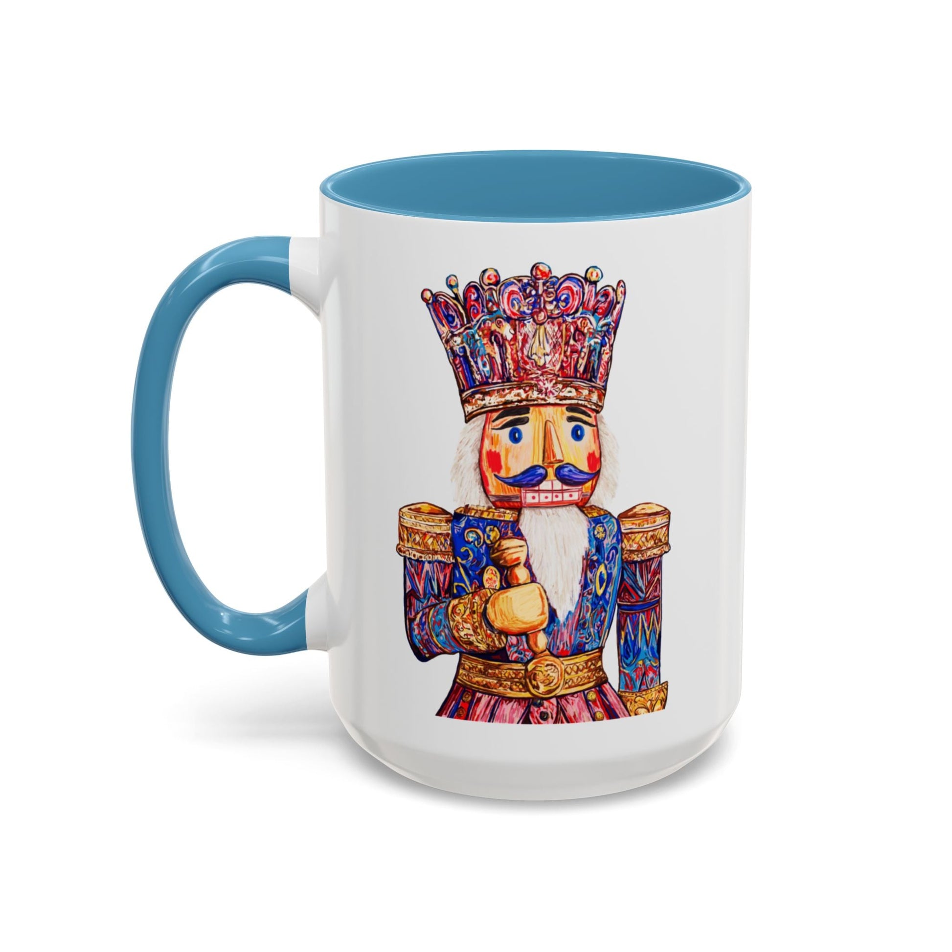 Nutcracker Two Tone Ceramic Coffee Mug - Festive Drinkware - Blue Cava