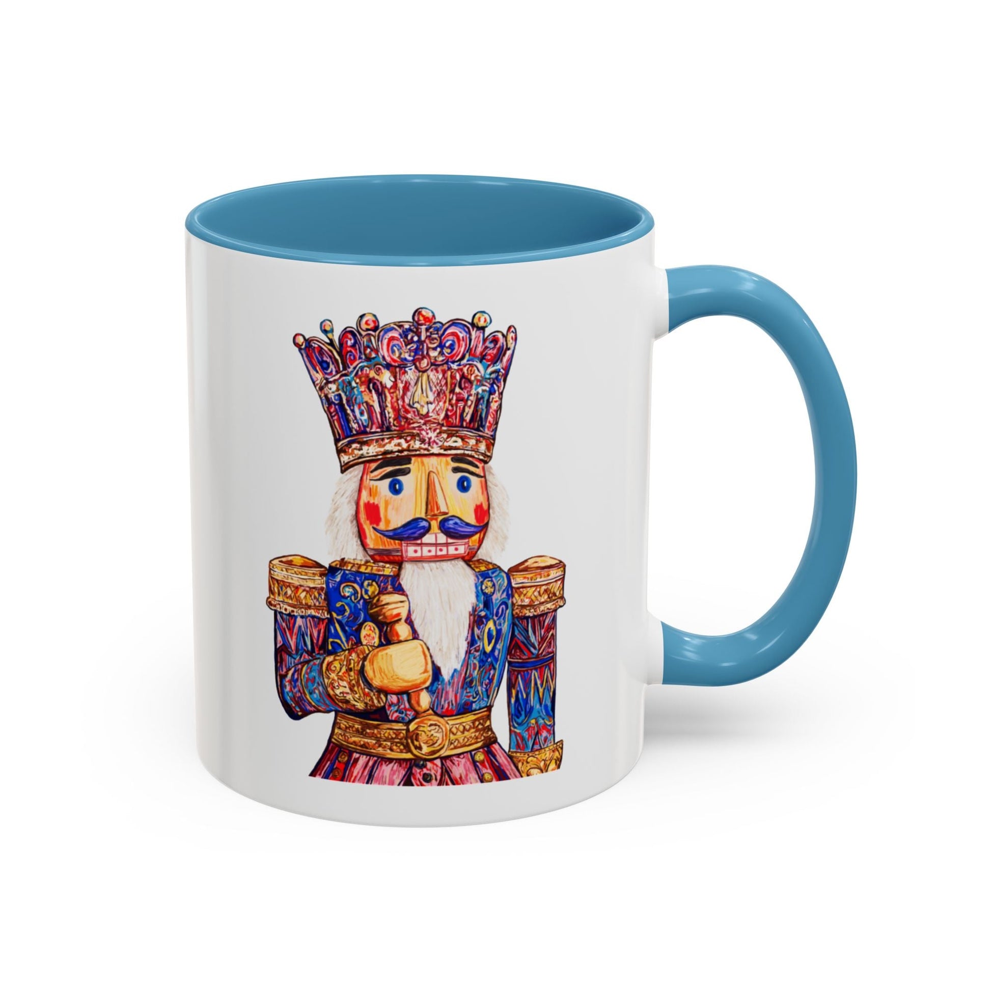 Nutcracker Two Tone Ceramic Coffee Mug - Festive Drinkware - Blue Cava
