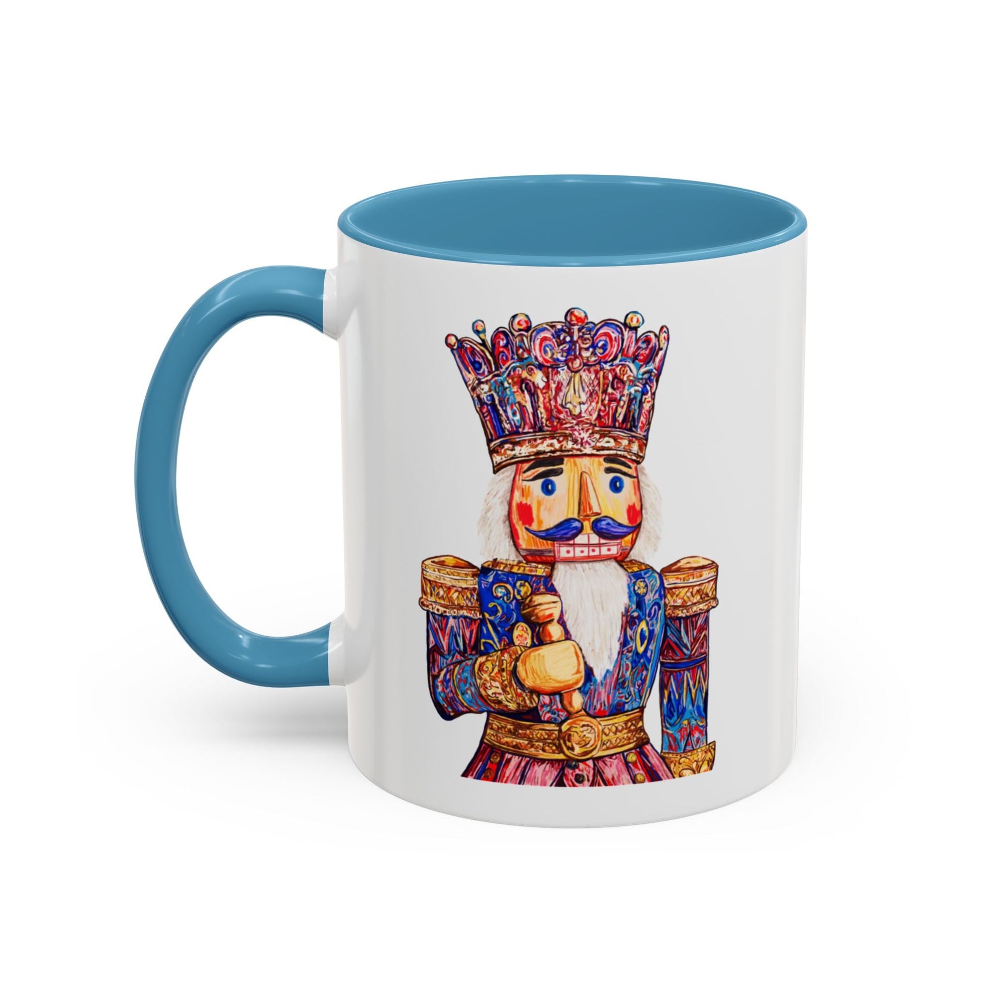 Nutcracker Two Tone Ceramic Coffee Mug - Festive Drinkware - Blue Cava