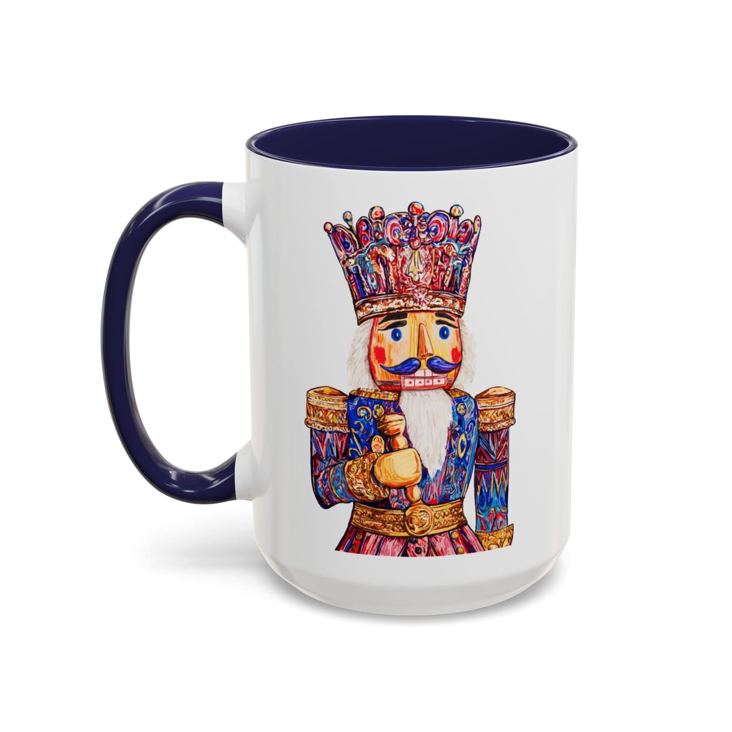 Nutcracker Two Tone Ceramic Coffee Mug - Festive Drinkware - Blue Cava