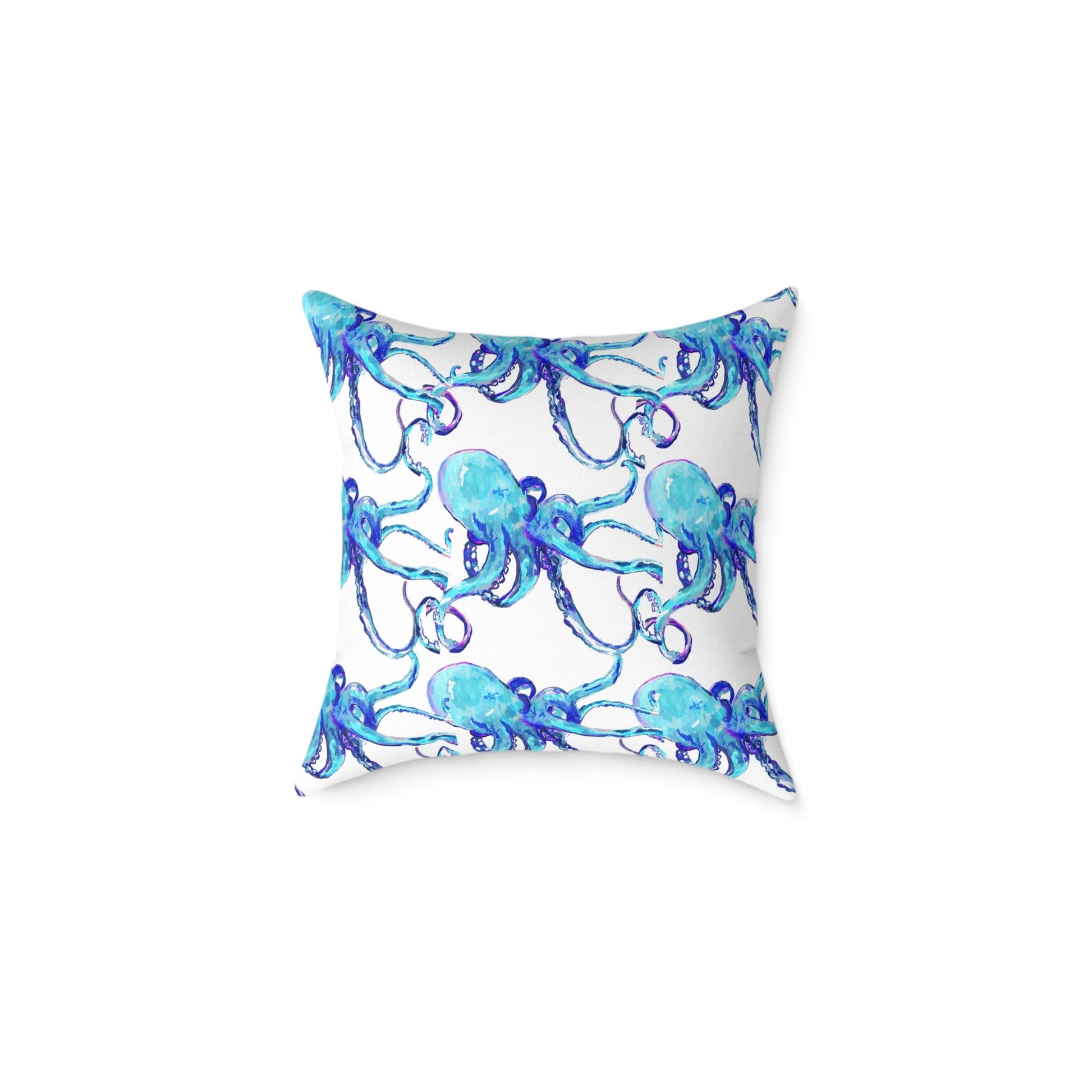 Ocean Blue Octopus Throw Pillow - Nautical Home Decor - Blue Cava