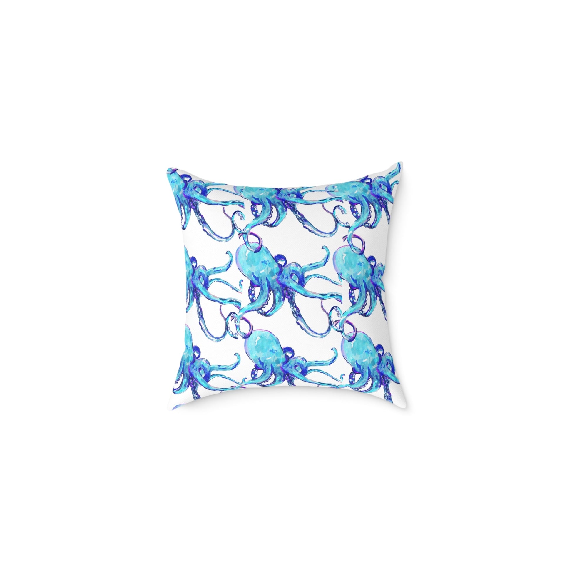 Ocean Blue Octopus Throw Pillow - Nautical Home Decor - Blue Cava