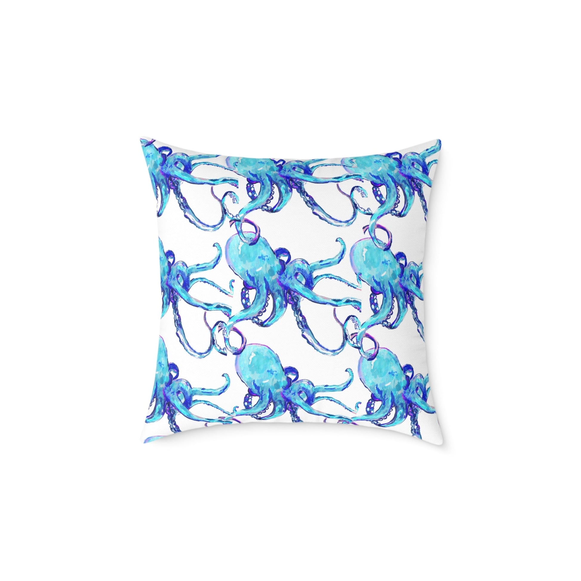 Ocean Blue Octopus Throw Pillow - Nautical Home Decor - Blue Cava