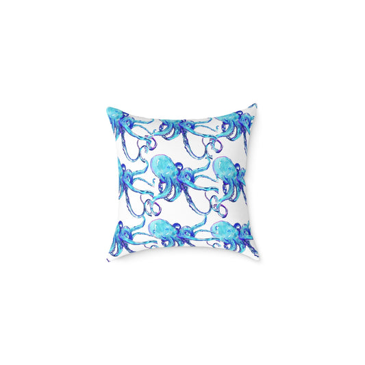 Ocean Blue Octopus Throw Pillow - Nautical Home Decor - Blue Cava