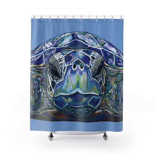 Ocean - Inspired Sea Turtle Shower Curtain - Vibrant Bathroom Decor - Blue Cava