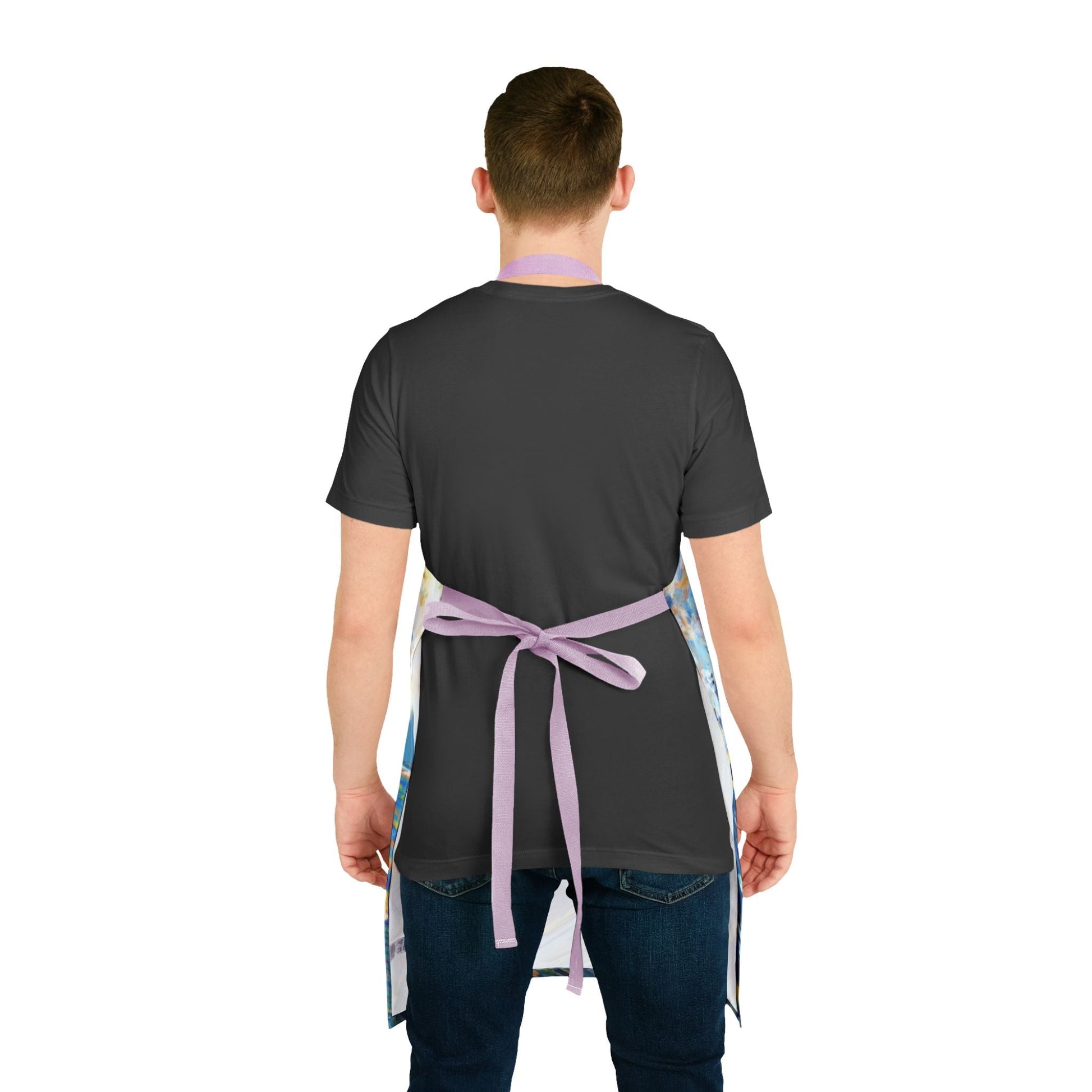 Ocean Wave Art Aprons with Color Straps - Perfect for Chefs and Home Cooks - Blue Cava