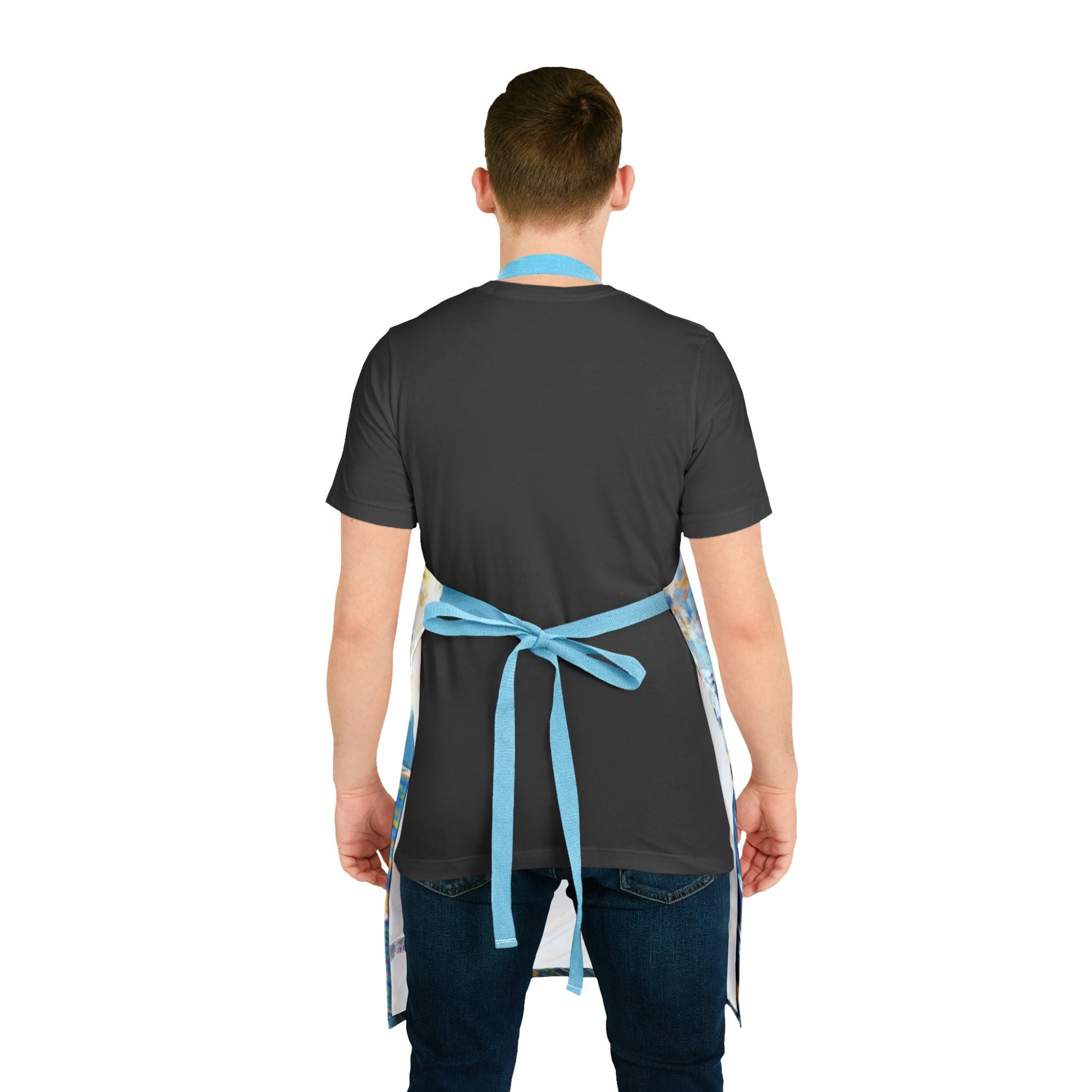 Ocean Wave Art Aprons with Color Straps - Perfect for Chefs and Home Cooks - Blue Cava