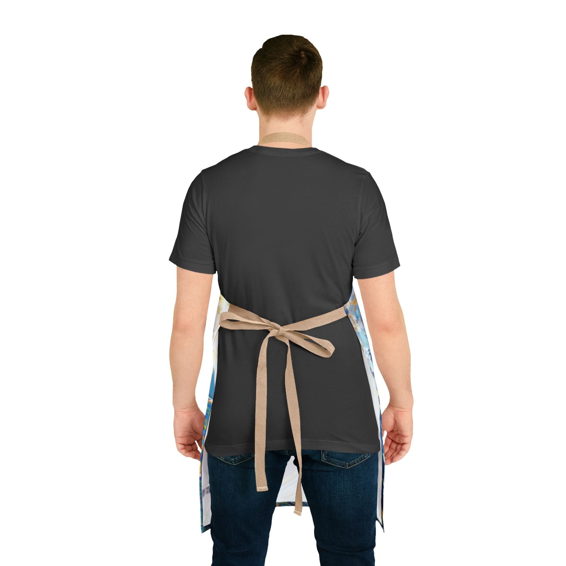 Ocean Wave Art Aprons with Color Straps - Perfect for Chefs and Home Cooks - Blue Cava