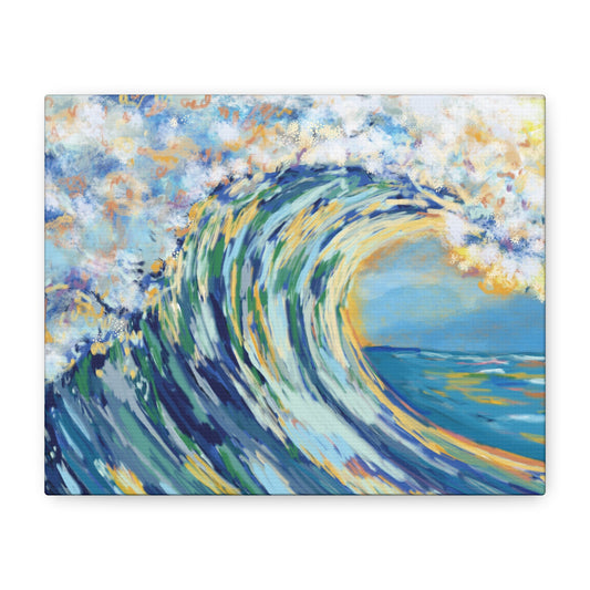 Ocean Wave Art Canvas Print - Stretched 1.25" Depth - Blue Cava