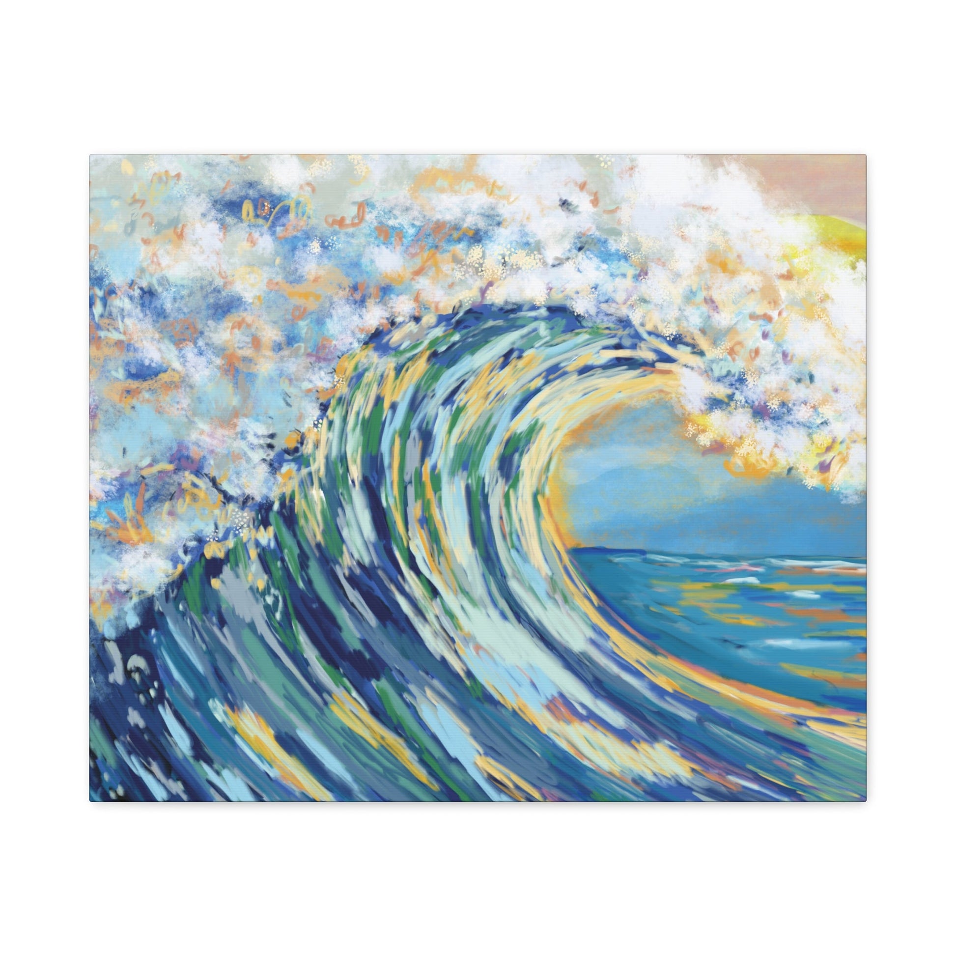 Ocean Wave Art Canvas Print - Stretched 1.25" Depth - Blue Cava