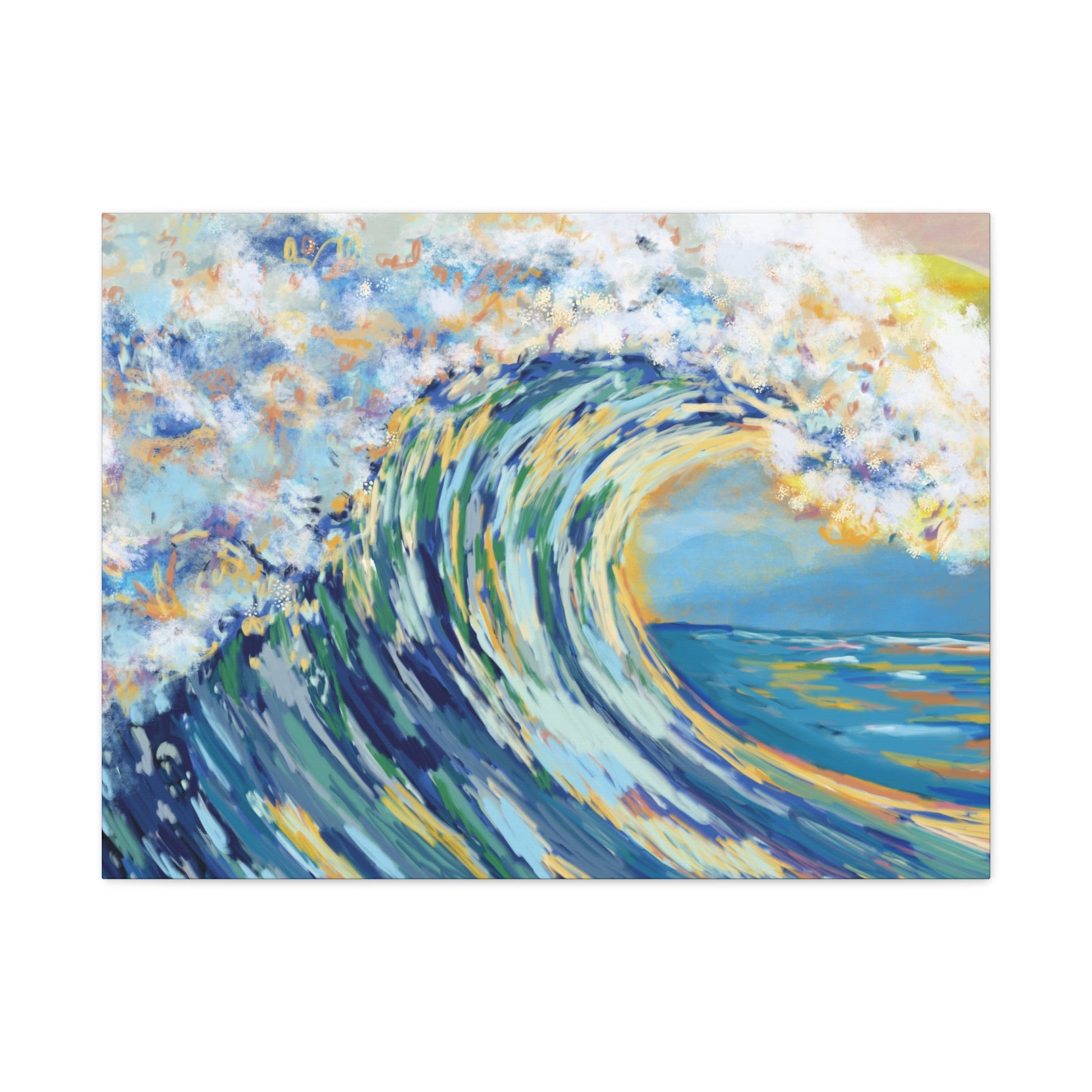 Ocean Wave Art Canvas Print - Stretched 1.25" Depth - Blue Cava