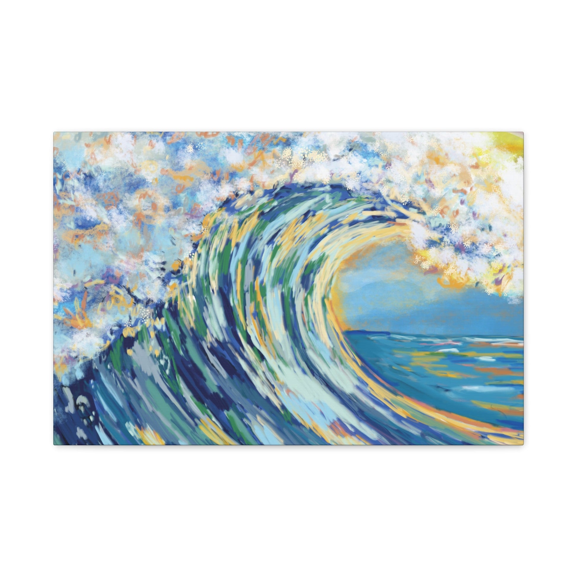 Ocean Wave Art Canvas Print - Stretched 1.25" Depth - Blue Cava