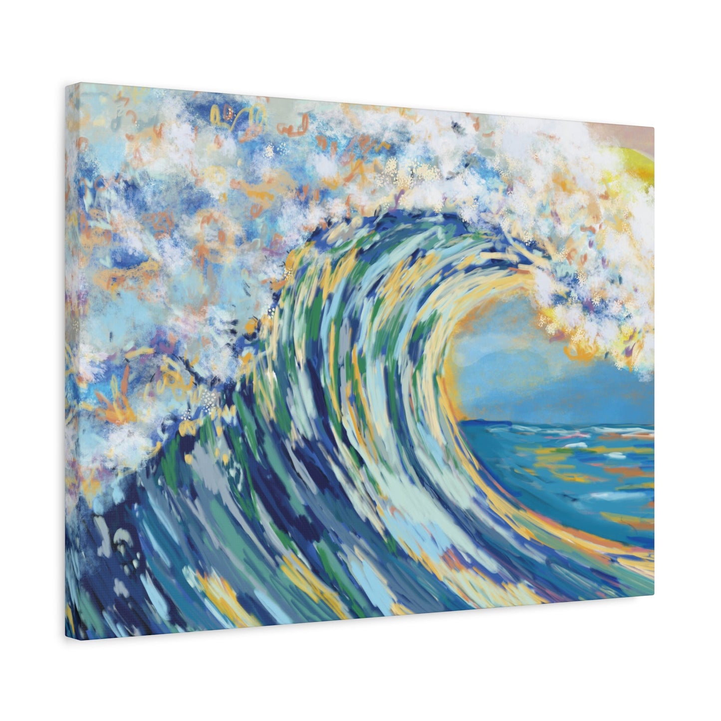 Ocean Wave Art Canvas Print - Stretched 1.25" Depth - Blue Cava
