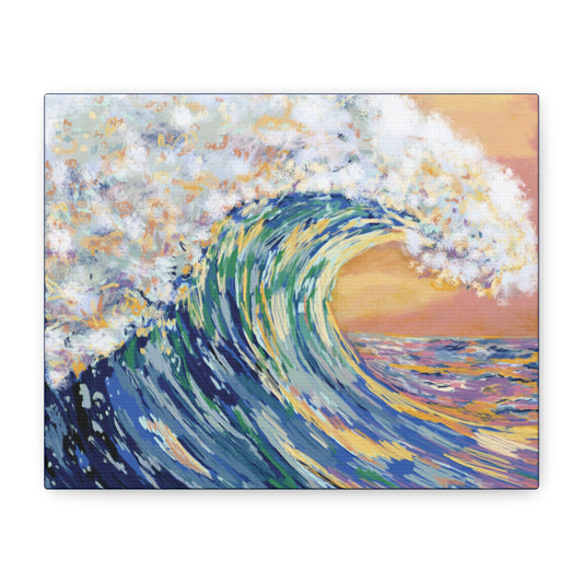 Ocean Wave Canvas Wall Art - Nautical Home Decor - Blue Cava