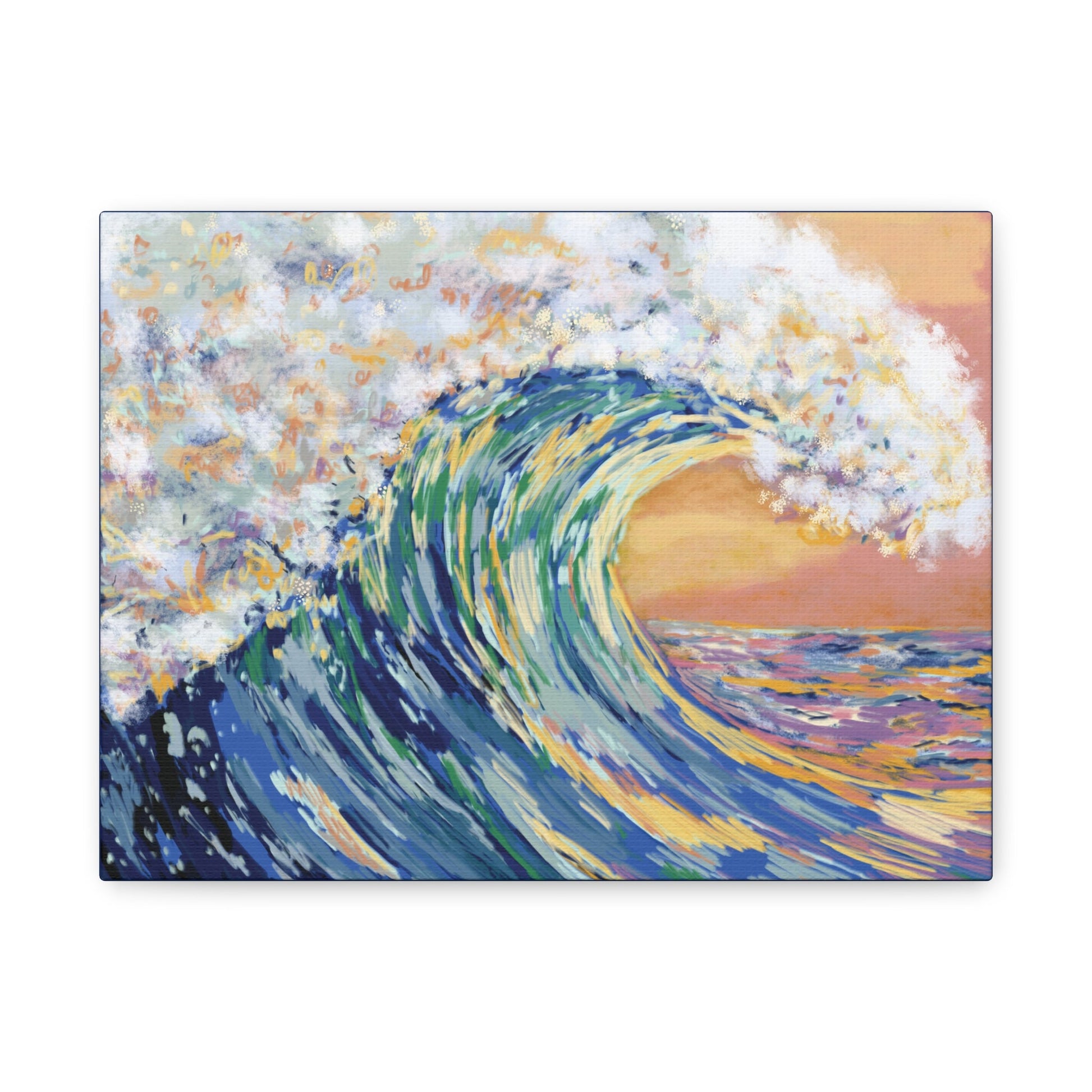 Ocean Wave Canvas Wall Art - Nautical Home Decor - Blue Cava