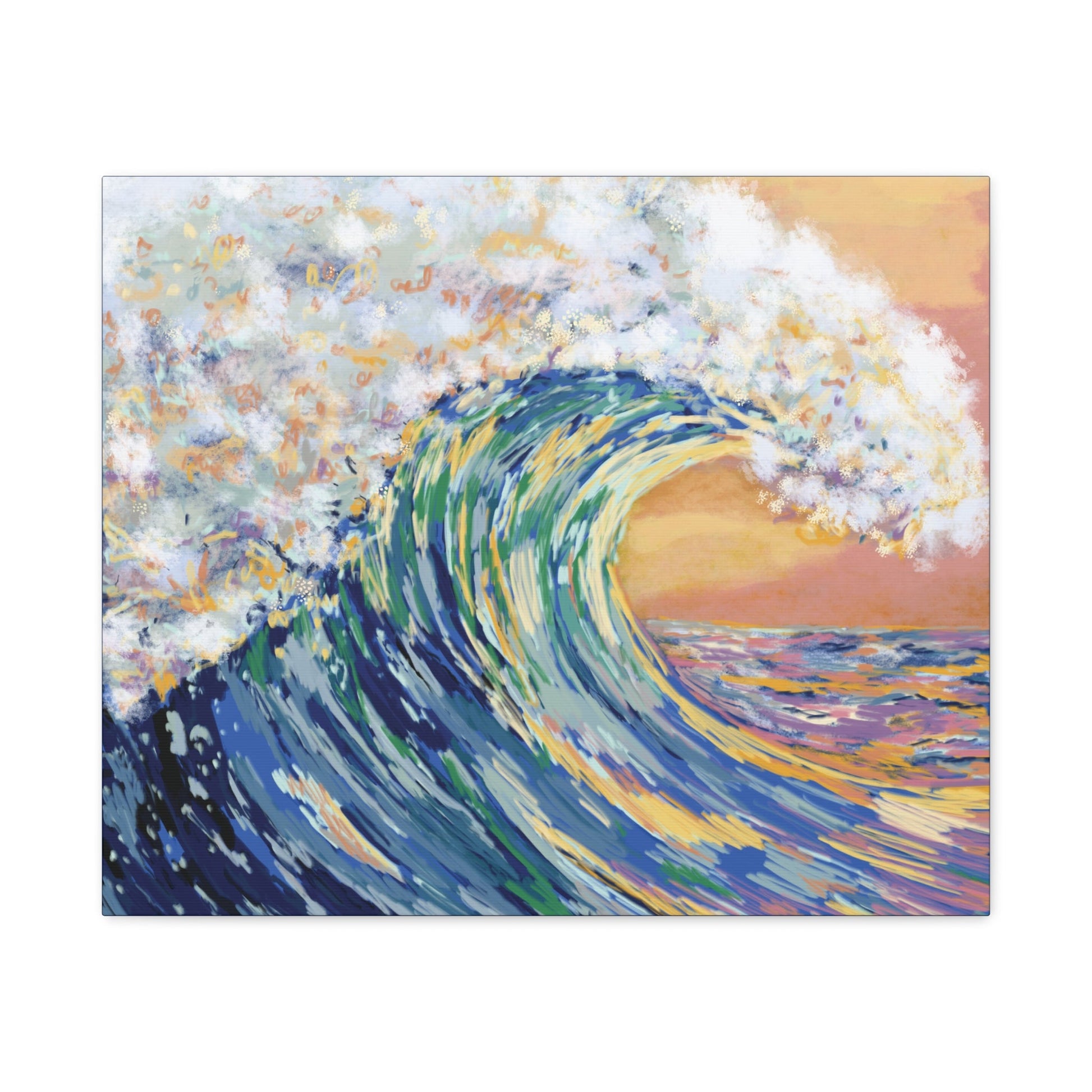 Ocean Wave Canvas Wall Art - Nautical Home Decor - Blue Cava