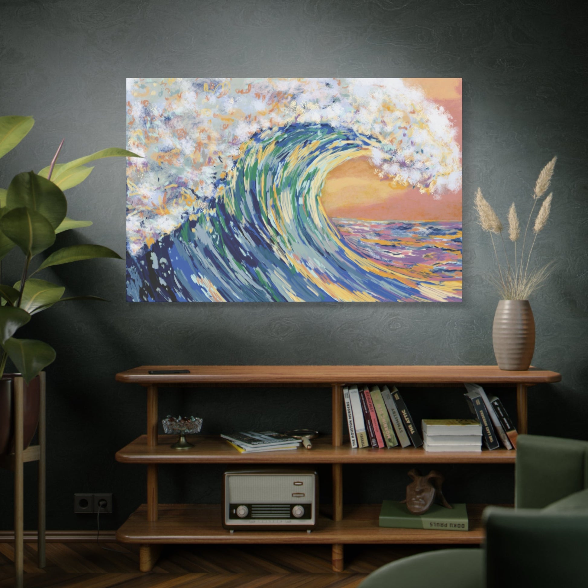 Ocean Wave Canvas Wall Art - Nautical Home Decor - Blue Cava