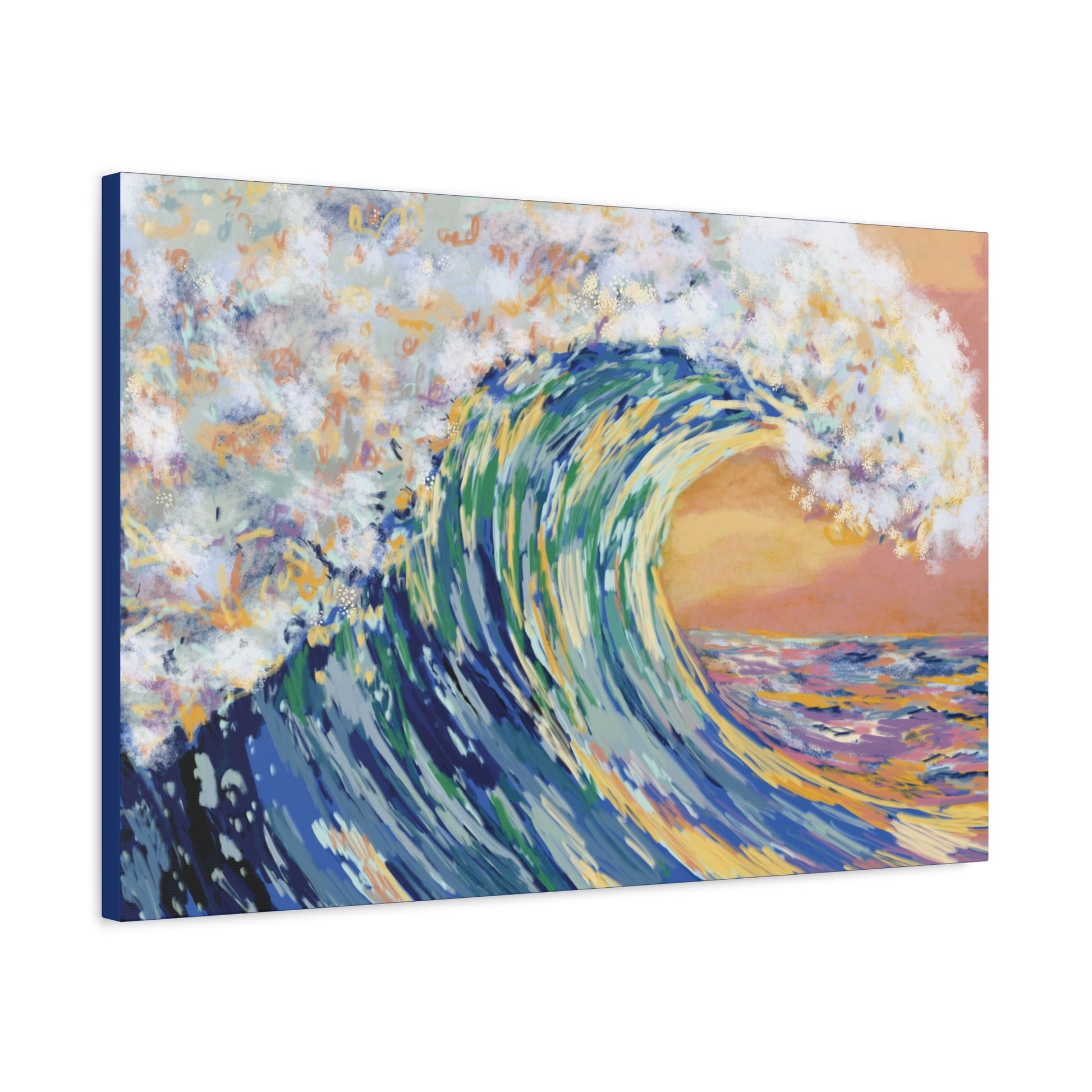 Ocean Wave Canvas Wall Art - Nautical Home Decor - Blue Cava