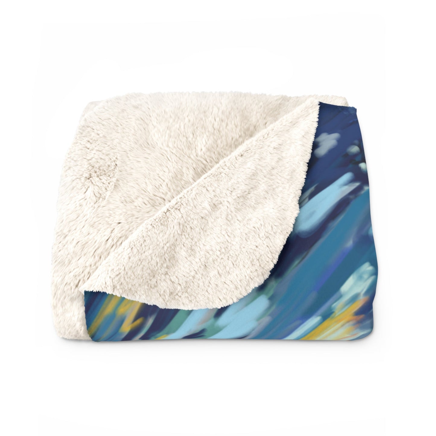 Ocean Wave Sherpa Fleece Blanket - Cozy Home Decor for Beach Lovers - Blue Cava