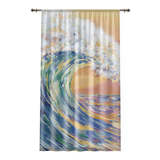 Ocean Wave Window Curtain - Blue Cava