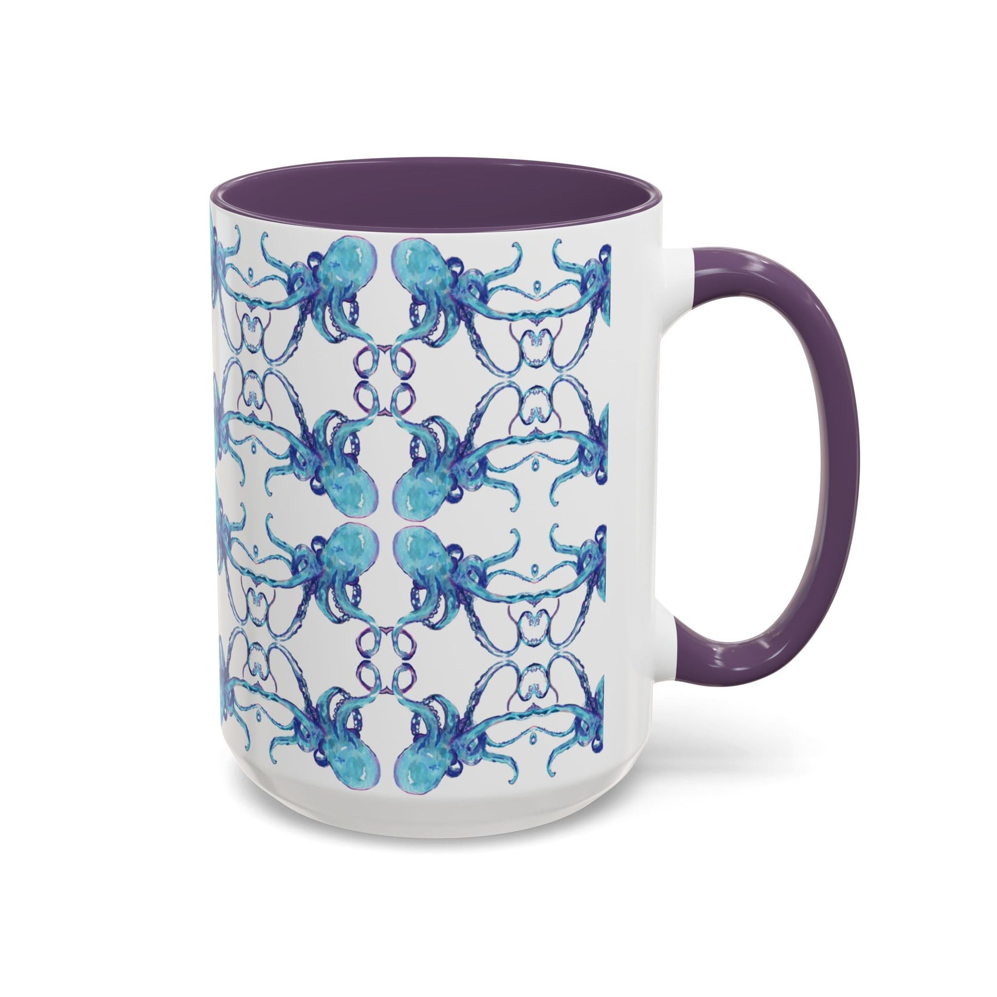 Octopus Two - Tone Ceramic Mugs - 11 oz & 15 oz - Blue Cava