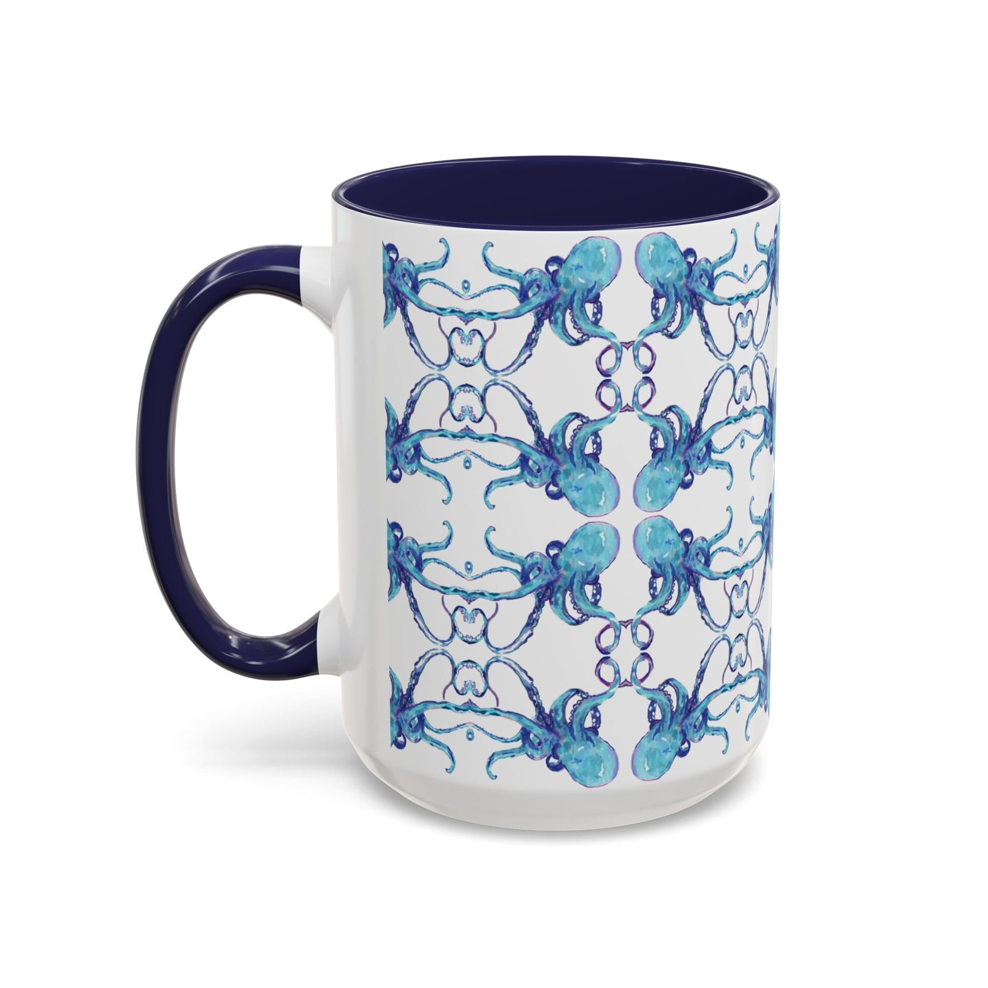 Octopus Two - Tone Ceramic Mugs - 11 oz & 15 oz - Blue Cava