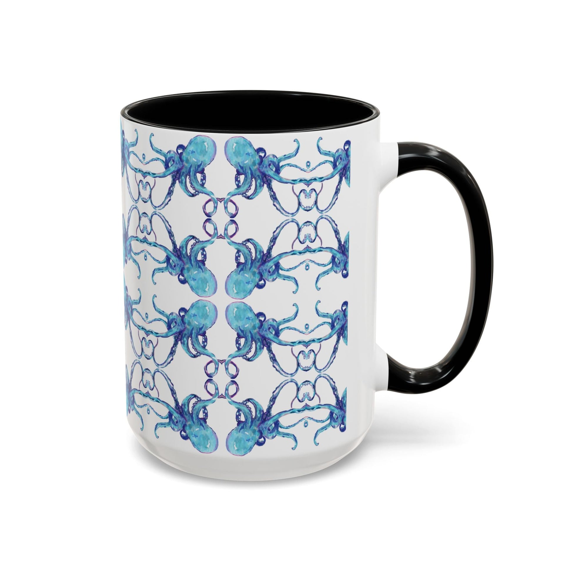 Octopus Two - Tone Ceramic Mugs - 11 oz & 15 oz - Blue Cava