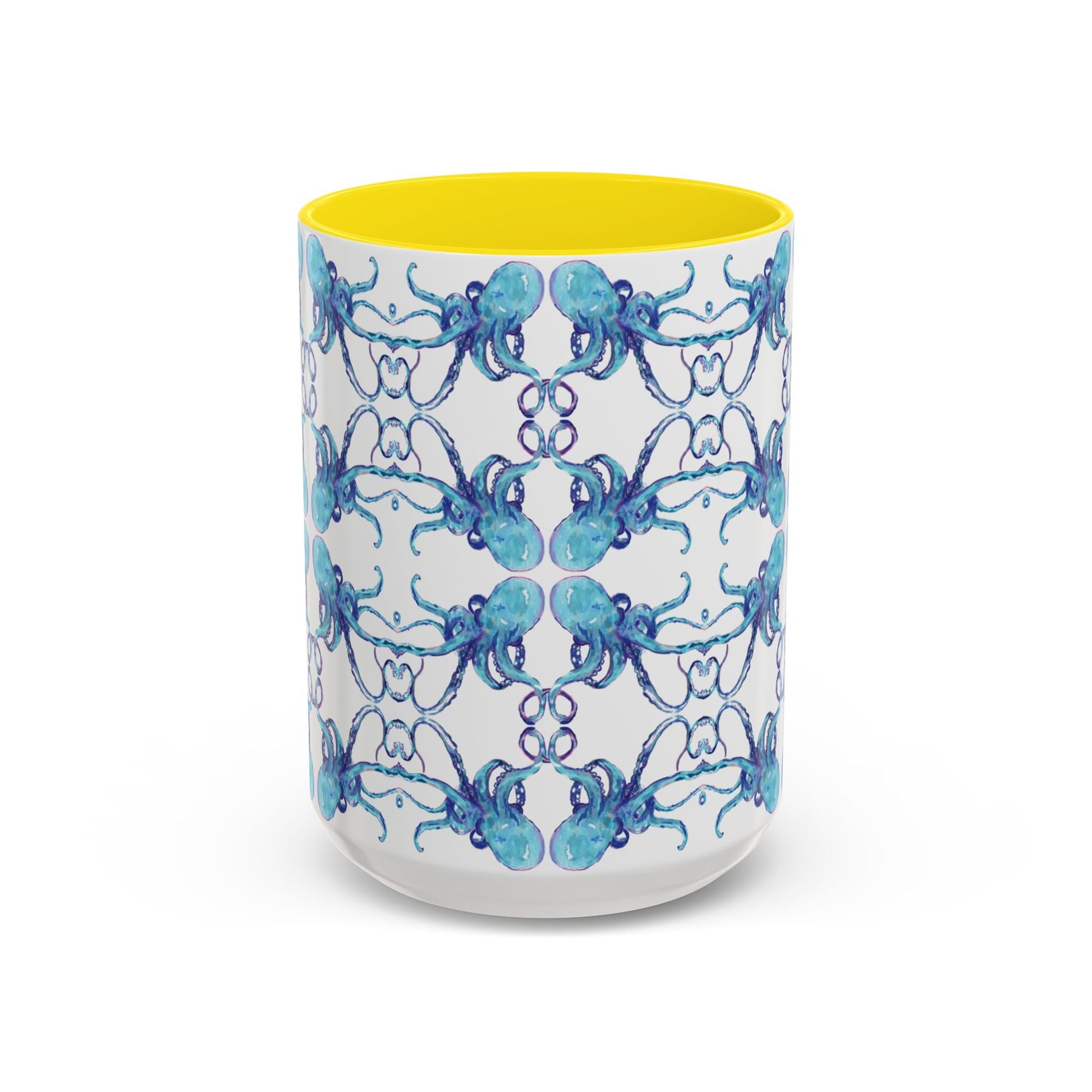 Octopus Two - Tone Ceramic Mugs - 11 oz & 15 oz - Blue Cava