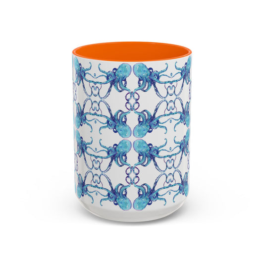 Octopus Two - Tone Ceramic Mugs - 11 oz & 15 oz - Blue Cava