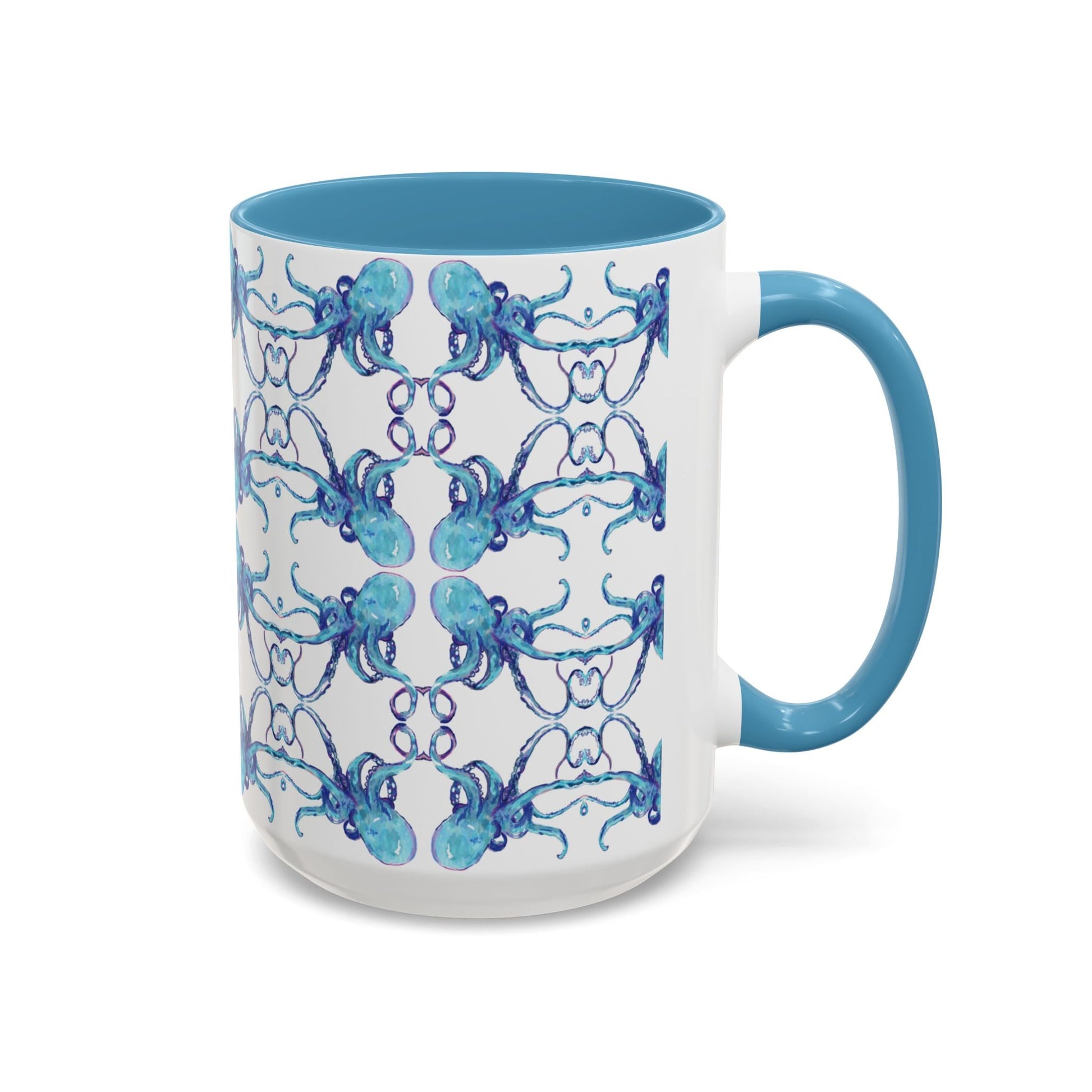 Octopus Two - Tone Ceramic Mugs - 11 oz & 15 oz - Blue Cava