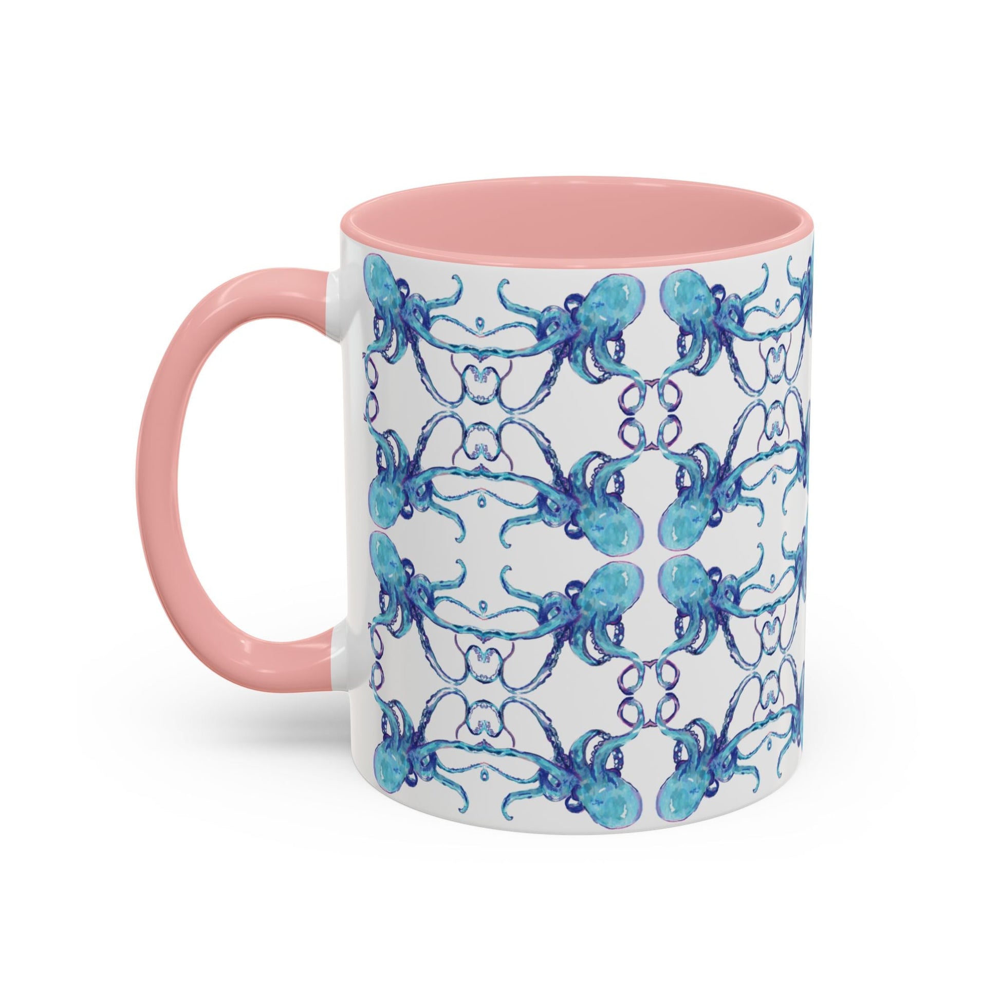 Octopus Two - Tone Ceramic Mugs - 11 oz & 15 oz - Blue Cava