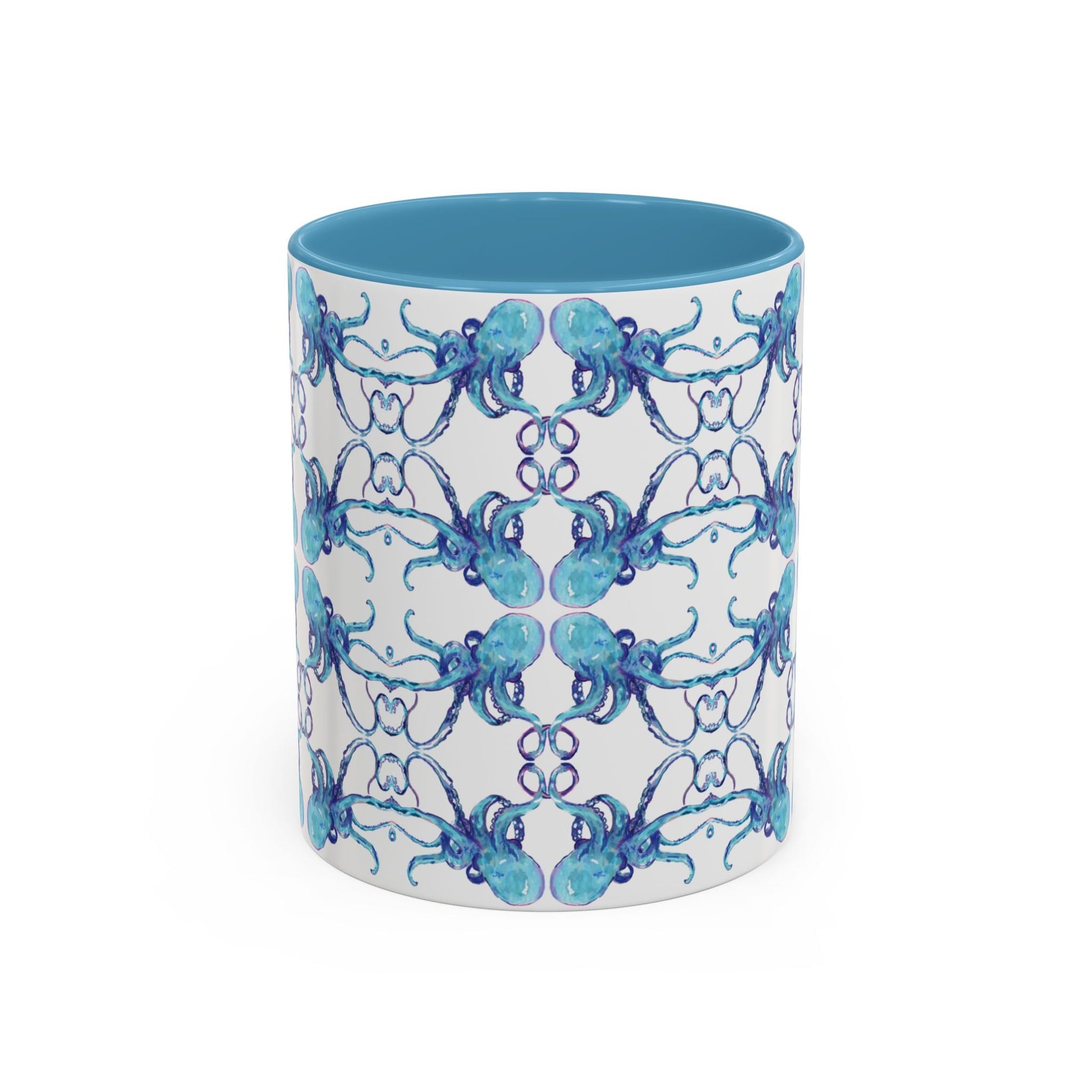 Octopus Two - Tone Ceramic Mugs - 11 oz & 15 oz - Blue Cava