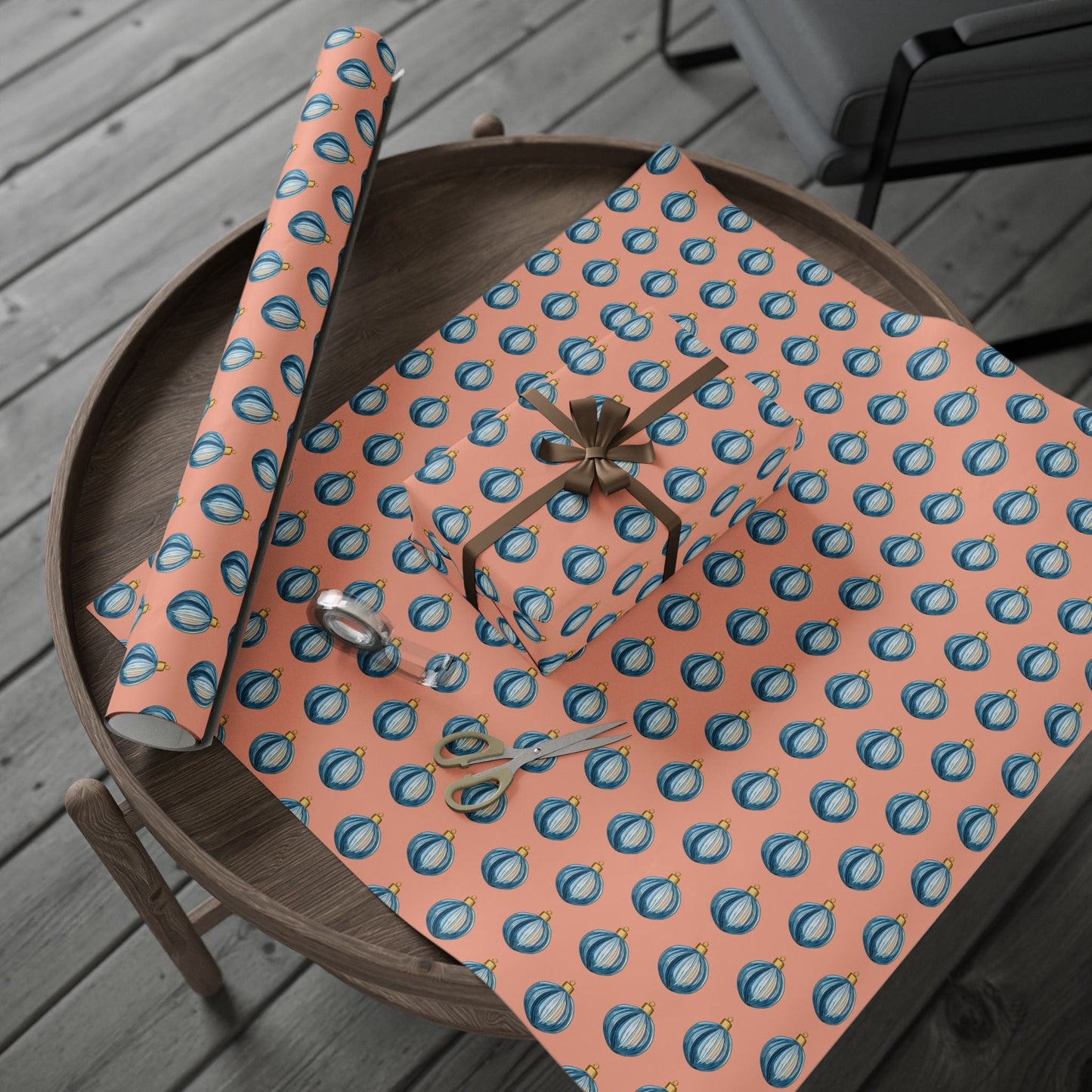 Ornament Striped Wrapping Papers - Blue Cava