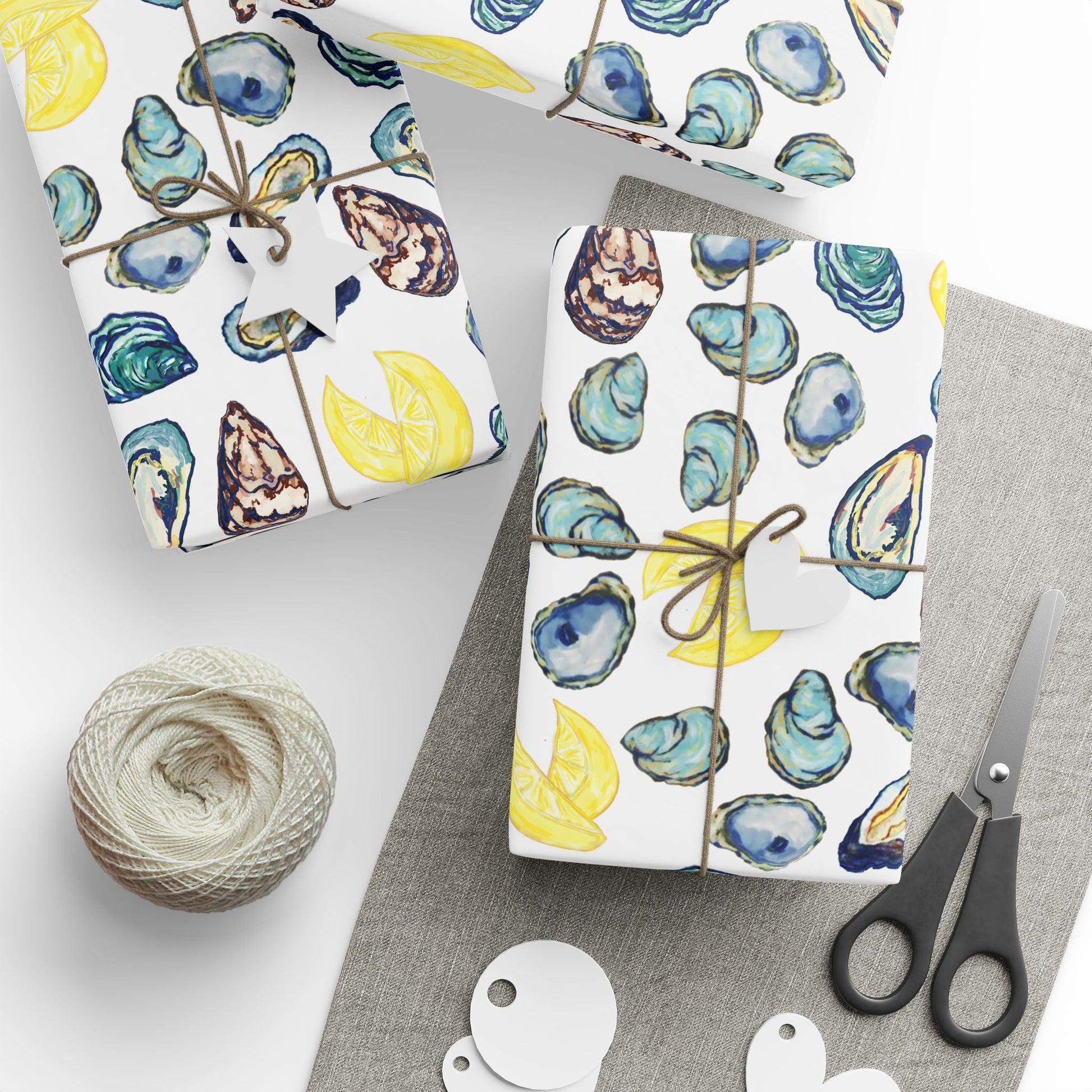 Oyster - Inspired Wrapping Paper | Eco - Friendly Gift Wrap - Blue Cava