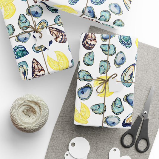 Oyster - Inspired Wrapping Paper | Eco - Friendly Gift Wrap - Blue Cava