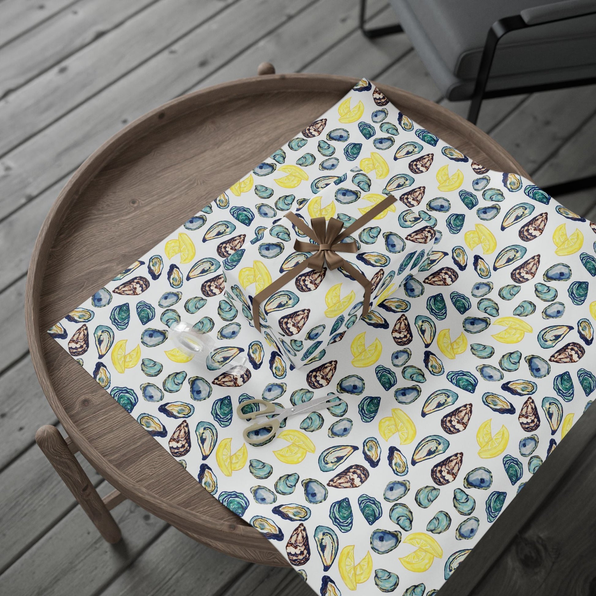 Oyster - Inspired Wrapping Paper | Eco - Friendly Gift Wrap - Blue Cava