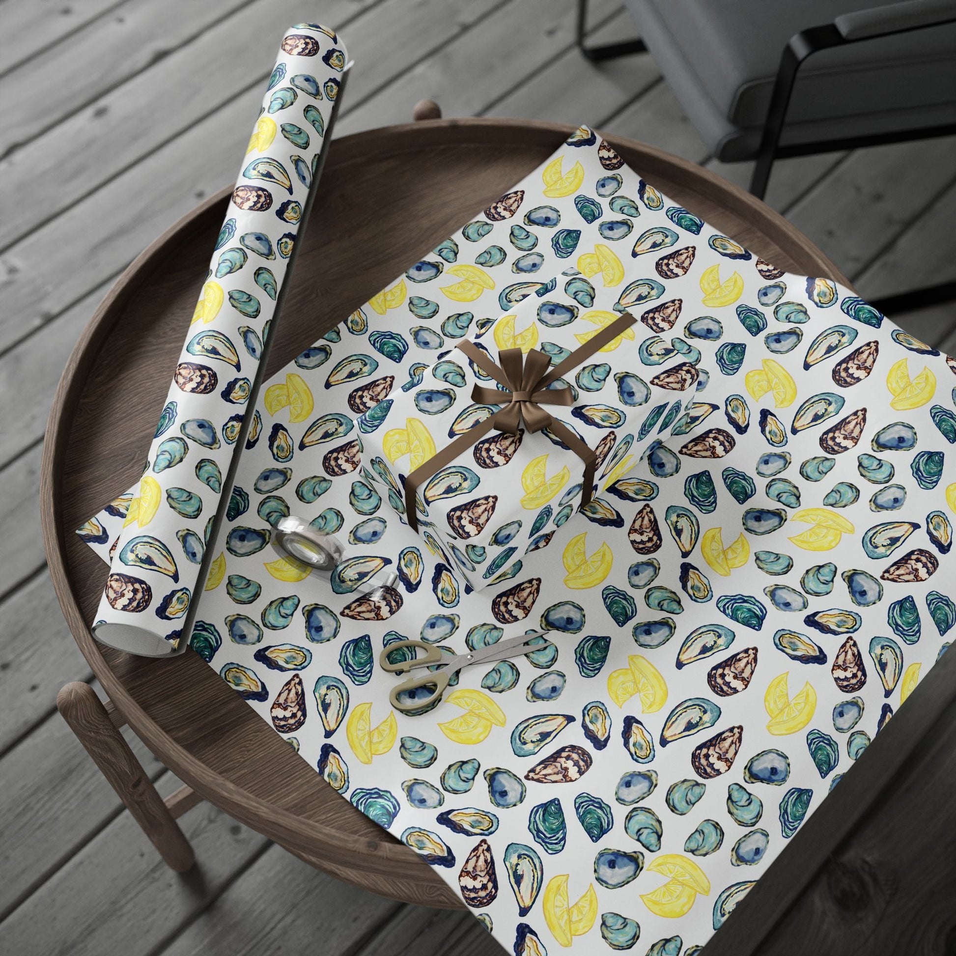Oyster - Inspired Wrapping Paper | Eco - Friendly Gift Wrap - Blue Cava