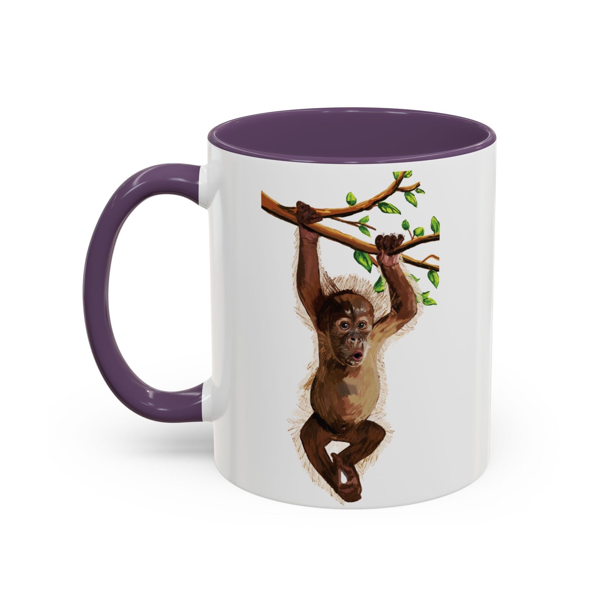 Playful Hanging Monkey Two Tone Coffee Mug | 11oz & 15oz - Blue Cava