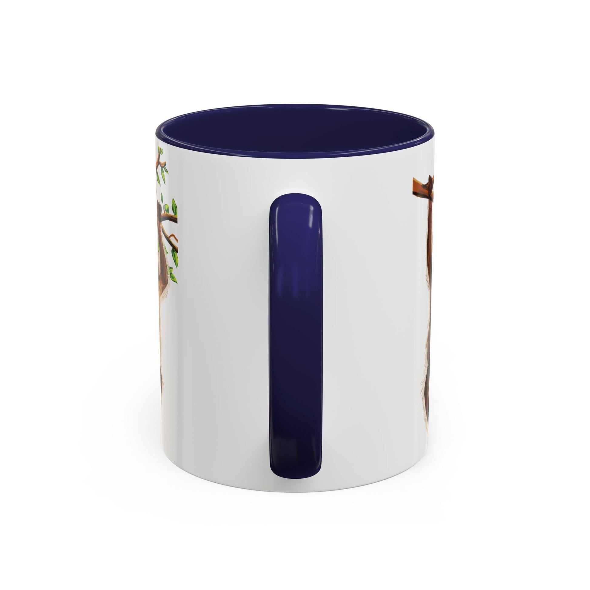 Playful Hanging Monkey Two Tone Coffee Mug | 11oz & 15oz - Blue Cava