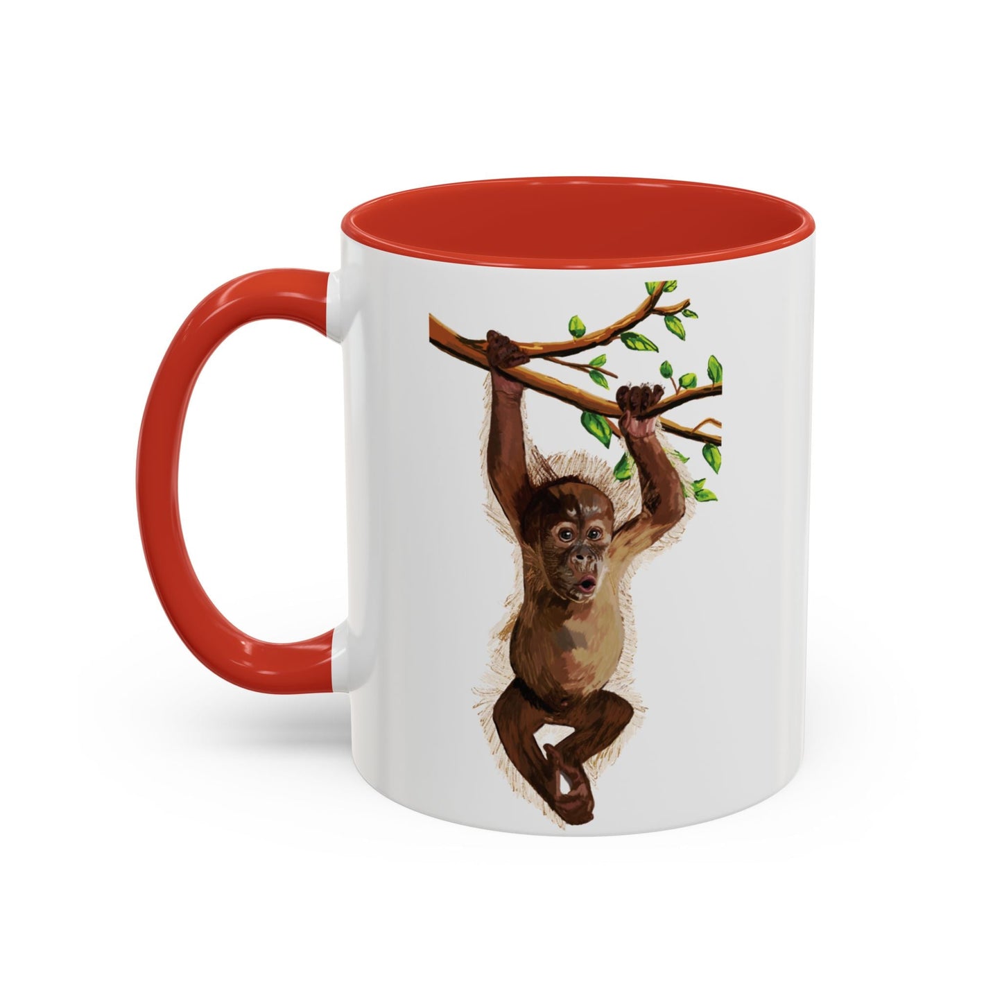 Playful Hanging Monkey Two Tone Coffee Mug | 11oz & 15oz - Blue Cava