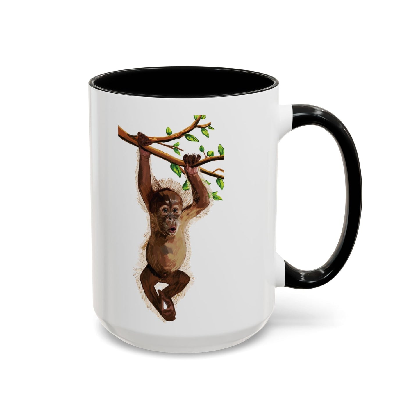 Playful Hanging Monkey Two Tone Coffee Mug | 11oz & 15oz - Blue Cava