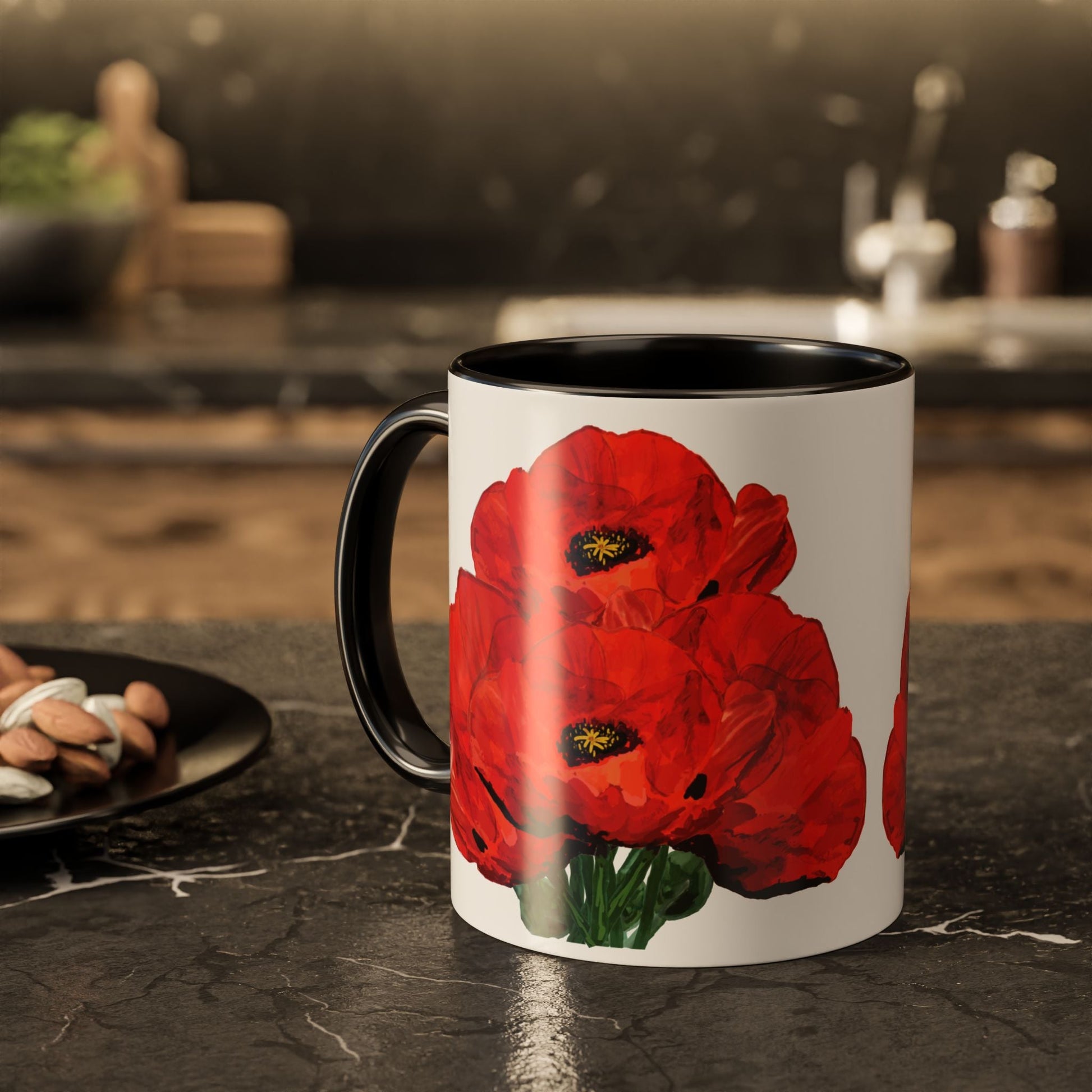 Poppies Two - Tone Coffee Mug, 11oz & 15 oz - Blue Cava