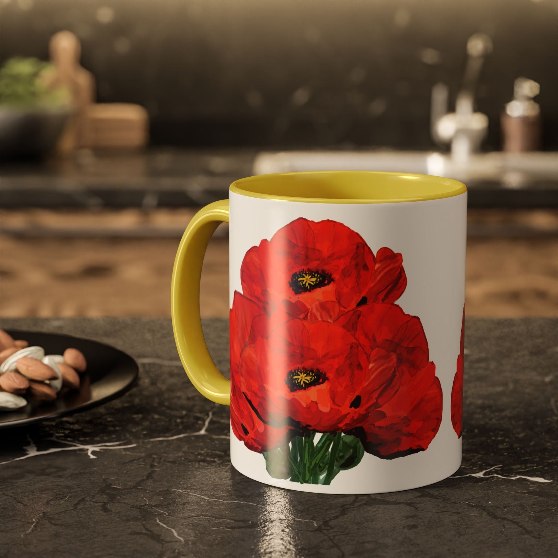 Poppies Two - Tone Coffee Mug, 11oz & 15 oz - Blue Cava