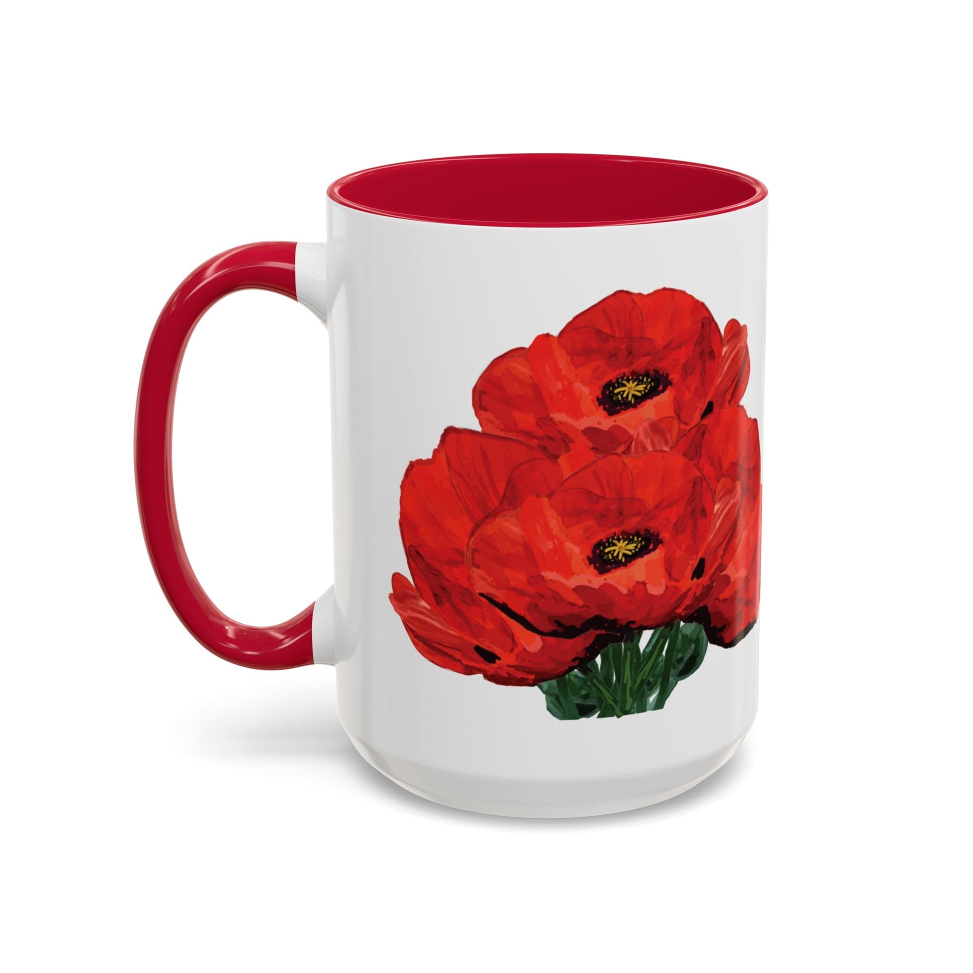 Poppies Two - Tone Coffee Mug, 11oz & 15 oz - Blue Cava