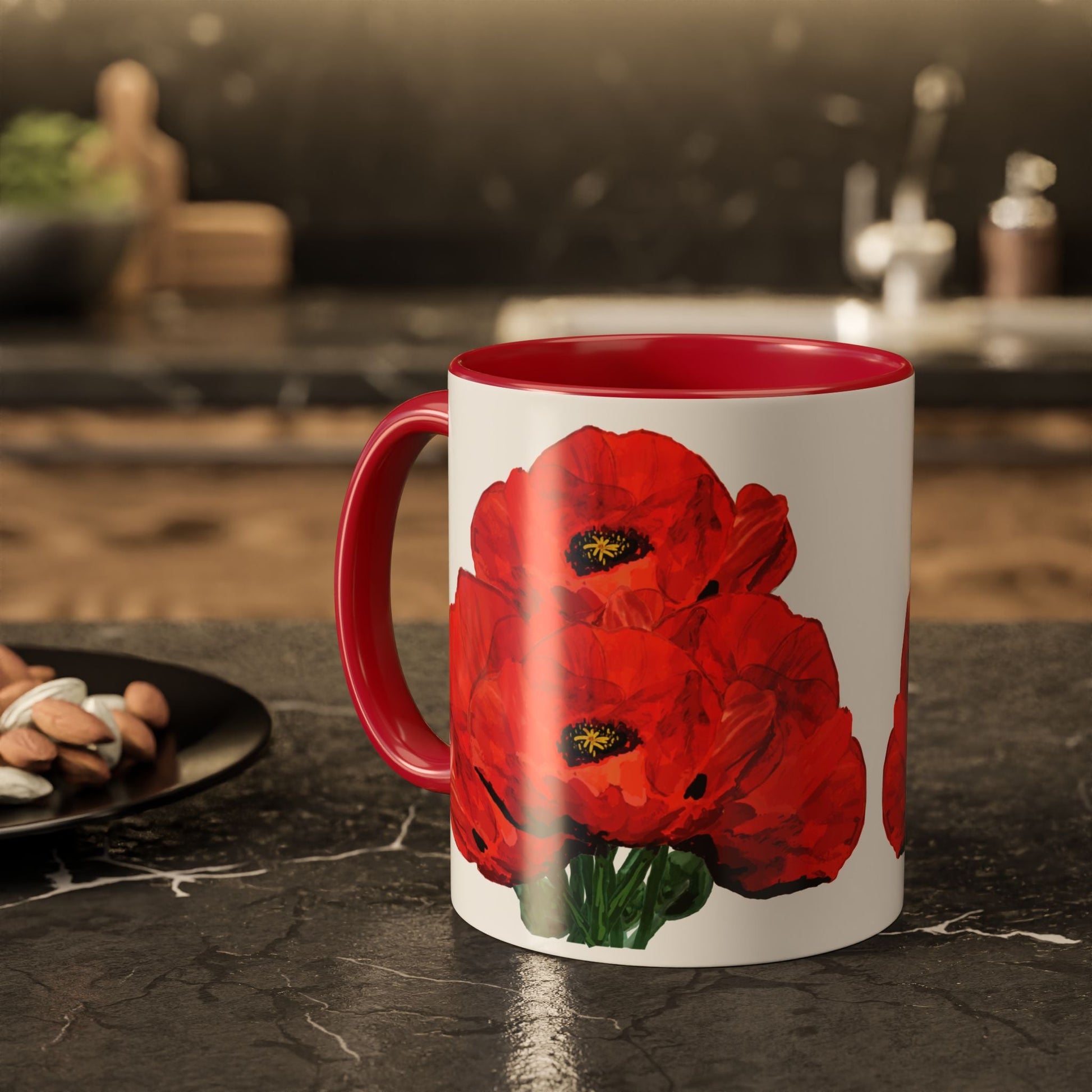 Poppies Two - Tone Coffee Mug, 11oz & 15 oz - Blue Cava