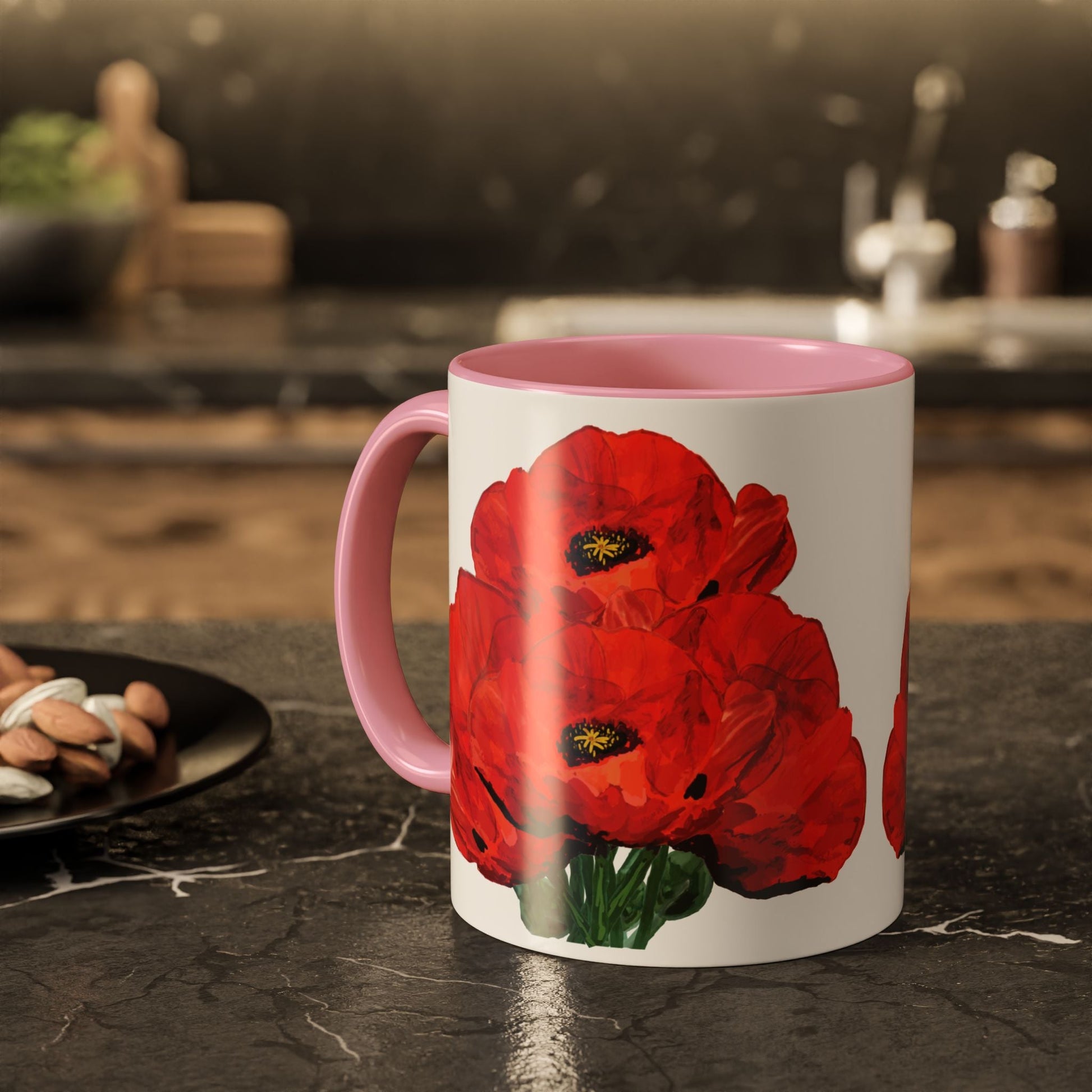Poppies Two - Tone Coffee Mug, 11oz & 15 oz - Blue Cava